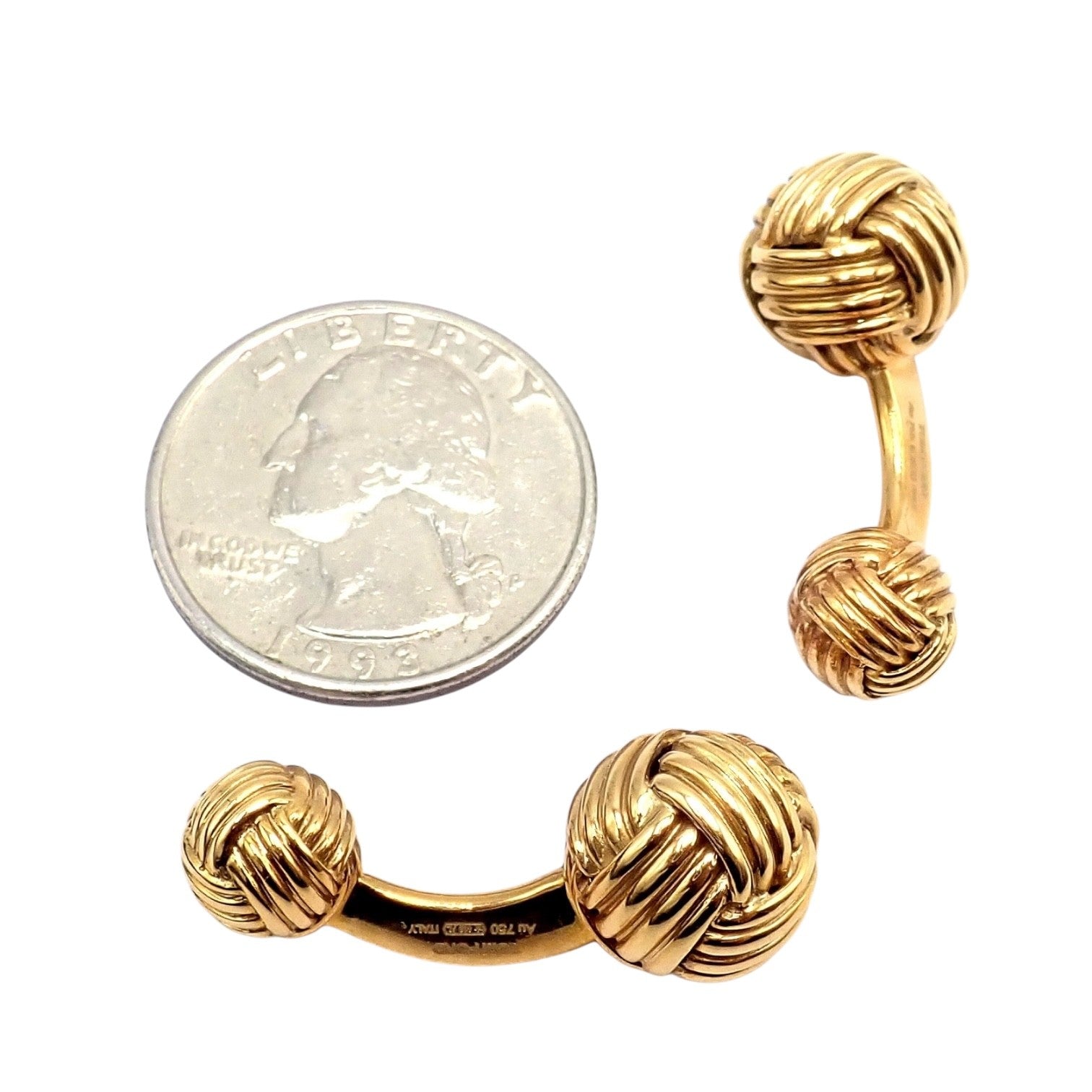Authentic Tom Ford 18k Yellow Gold Signature Classic Rope Knot Cufflinks | Fortrove