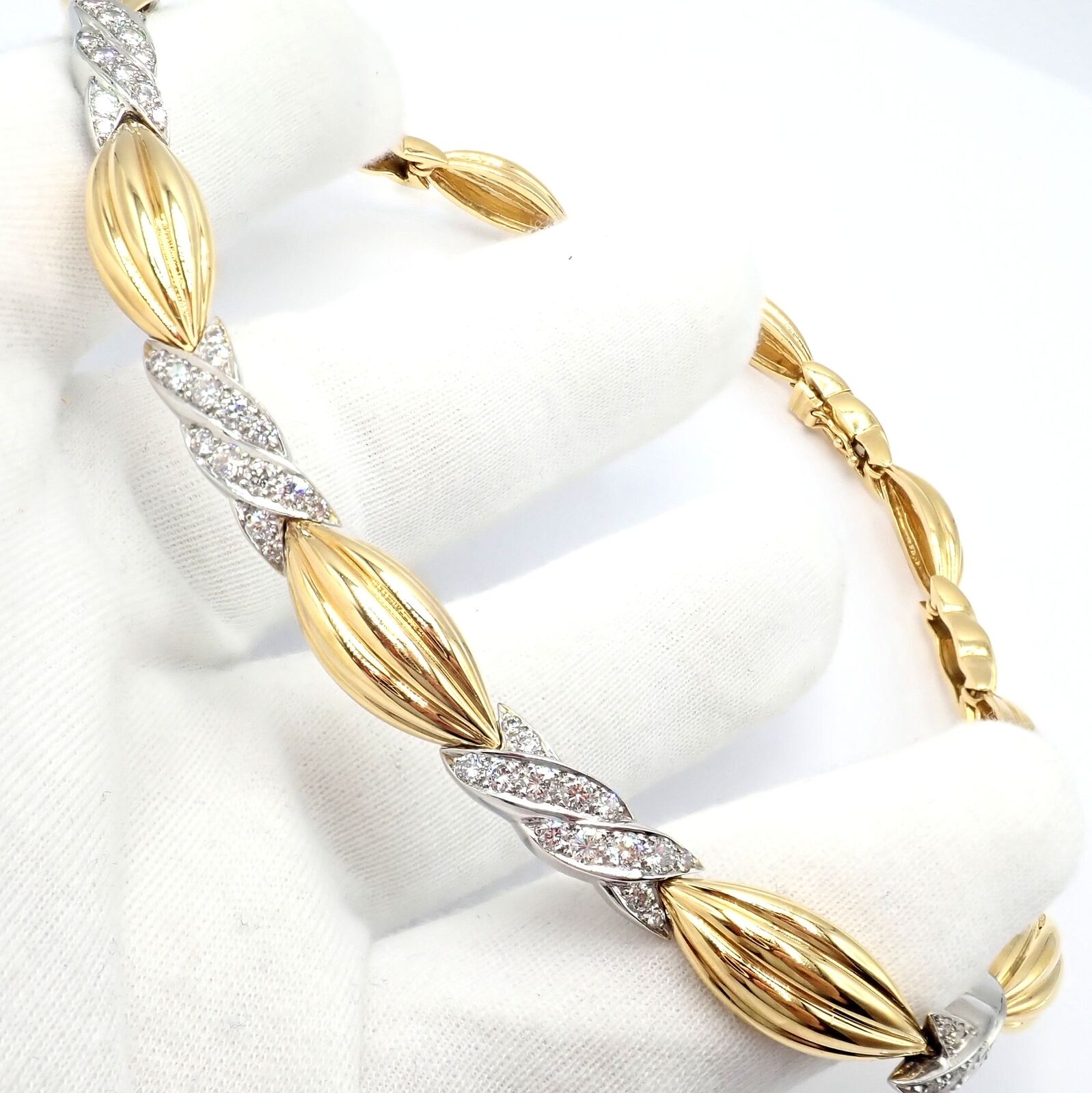 Authentic! Tiffany & Co 18k Yellow + White Gold 4ct Diamond Candy Necklace | Fortrove