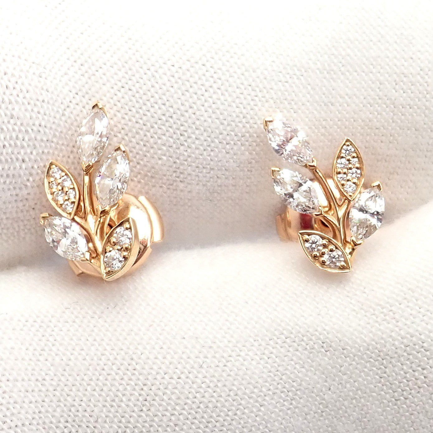 Rare! Authentic Tiffany & Co 18k Rose Gold Diamond Victoria Vine Earrings | Fortrove