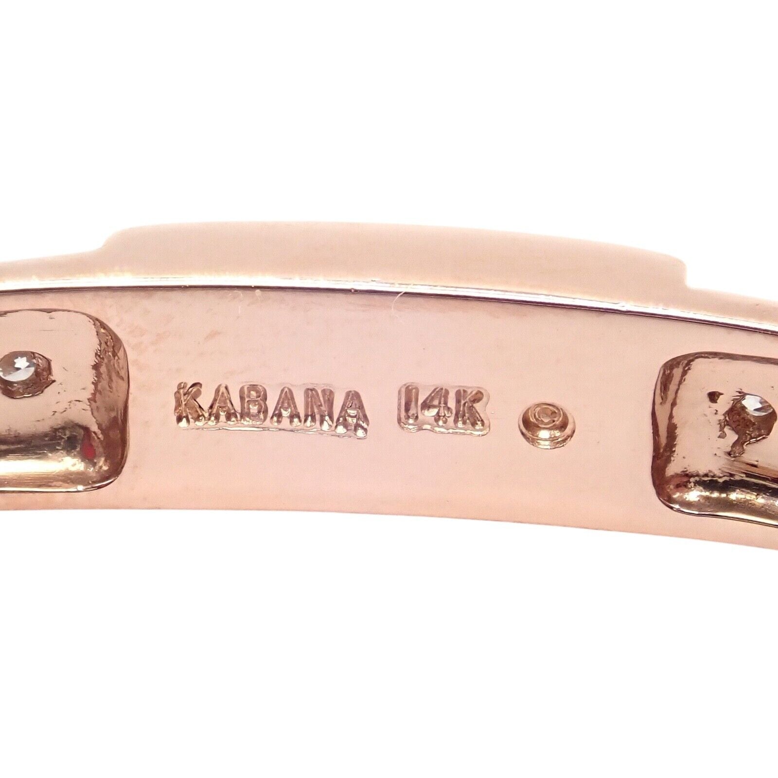 Authentic! Kabana 14k Rose Gold Diamond Mother of Pearl Bangle Bracelet | Fortrove