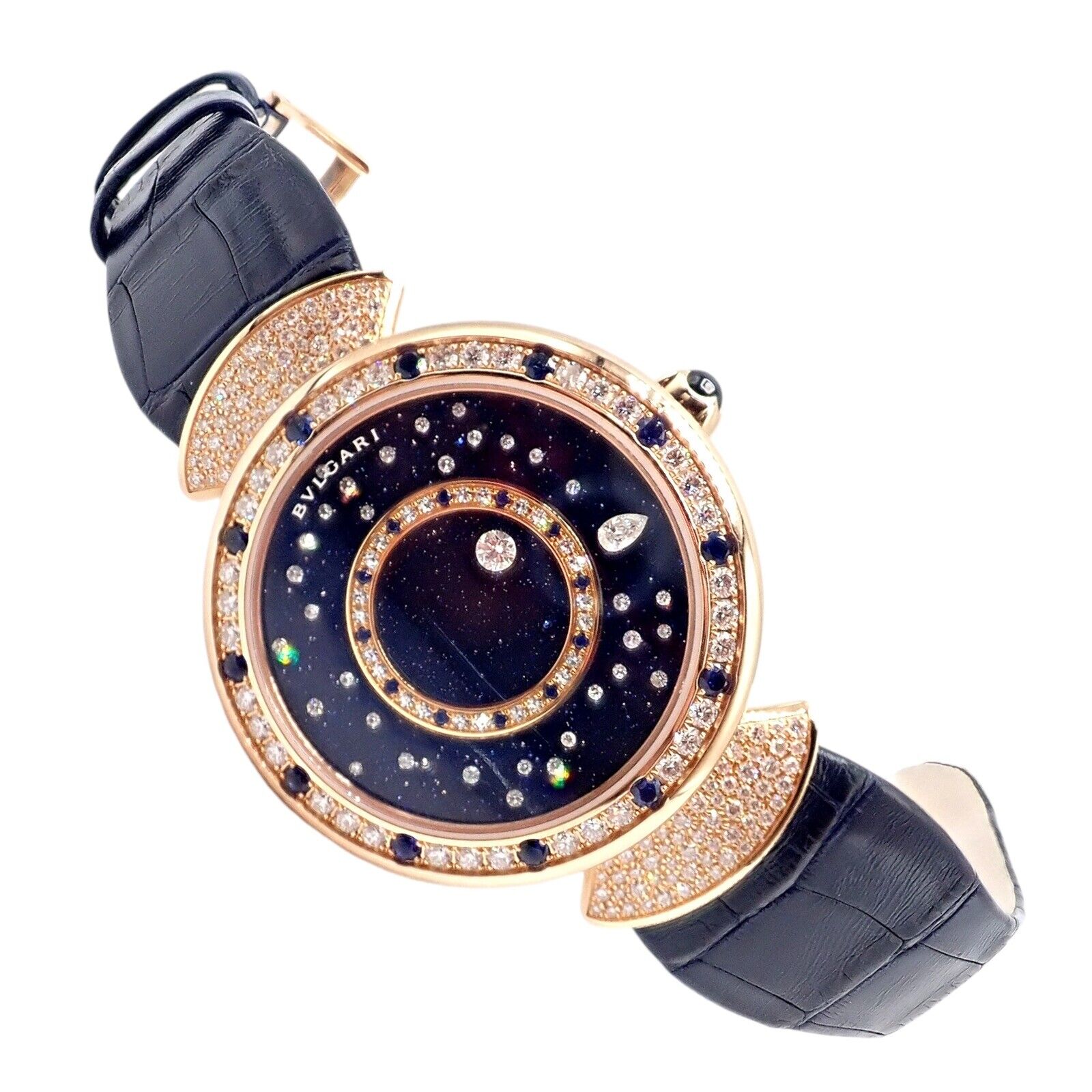 Bulgari 18k Rose Gold Diamond Sapphire Divas Dream Automatic Roman Night Watch | Fortrove