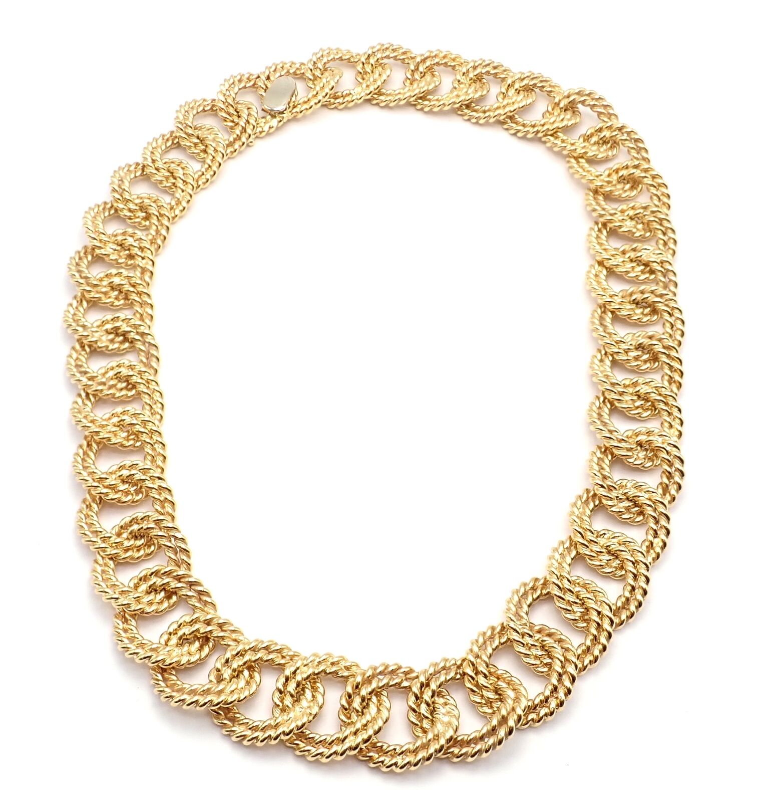Rare! Authentic Verdura 18k Yellow Gold Rope Link Choker Necklace | Fortrove