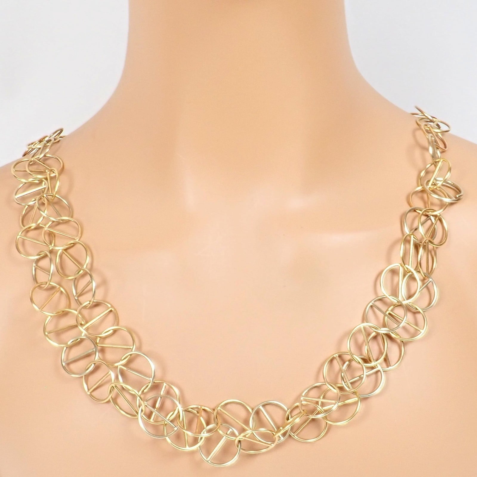 Hermes Jewelry & Watches:Fine Jewelry:Necklaces & Pendants Hermes Caleche 18k Yellow Gold Extra Long or Layered Circle Necklace + Box