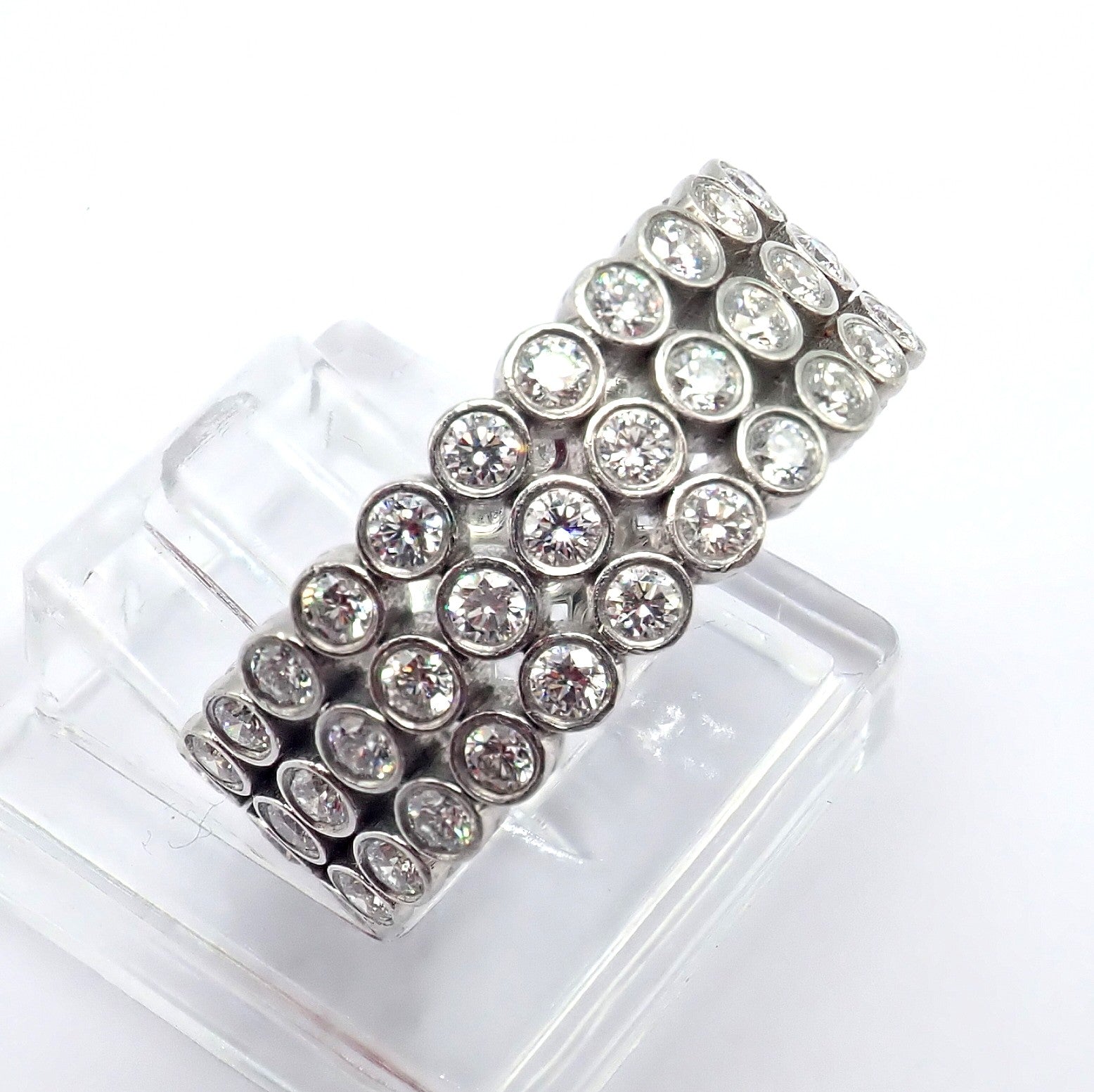 Authentic! Tiffany & Co Platinum Diamond Three Row Jazz Band Ring Size 6 | Fortrove
