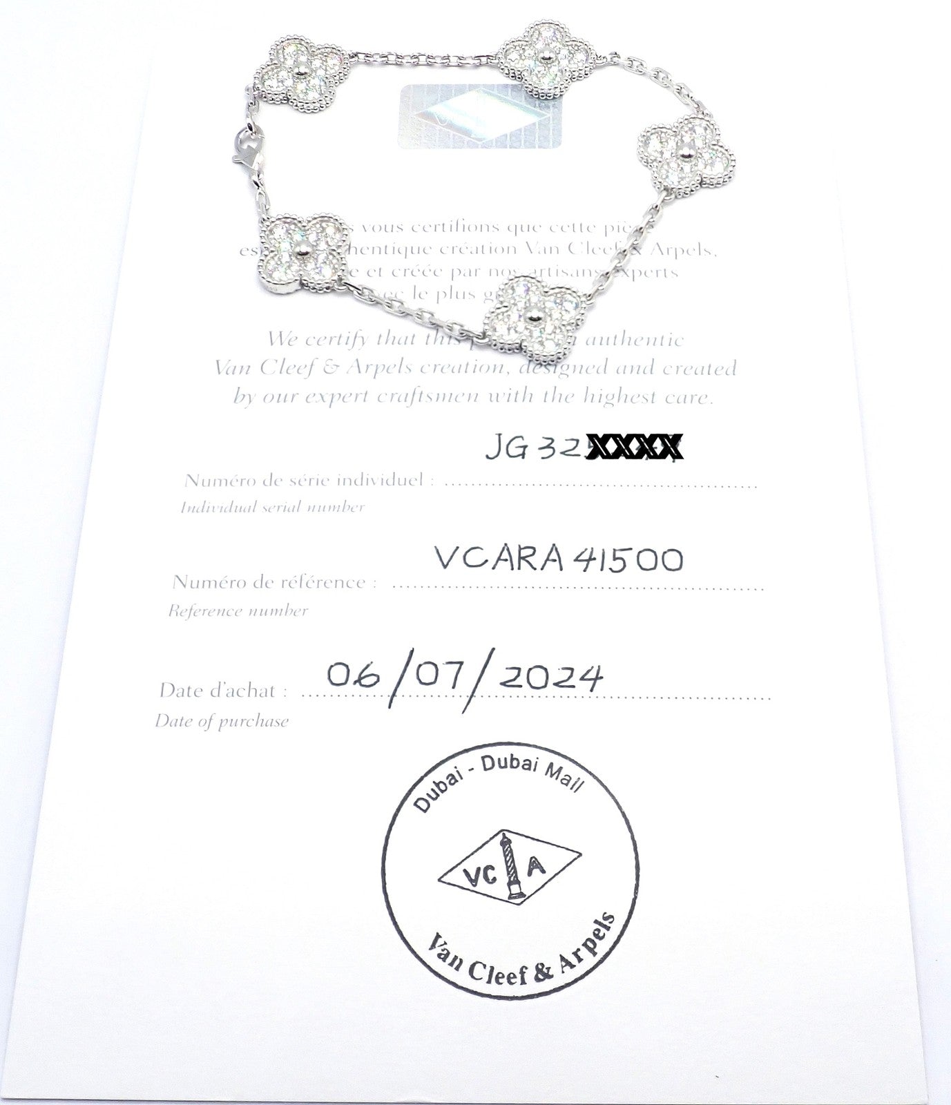 Van Cleef & Arpels Jewelry & Watches:Fine Jewelry:Jewelry Sets Van Cleef & Arpels 18k Gold Vintage Alhambra Diamond Necklace Bracelet Set Cert.