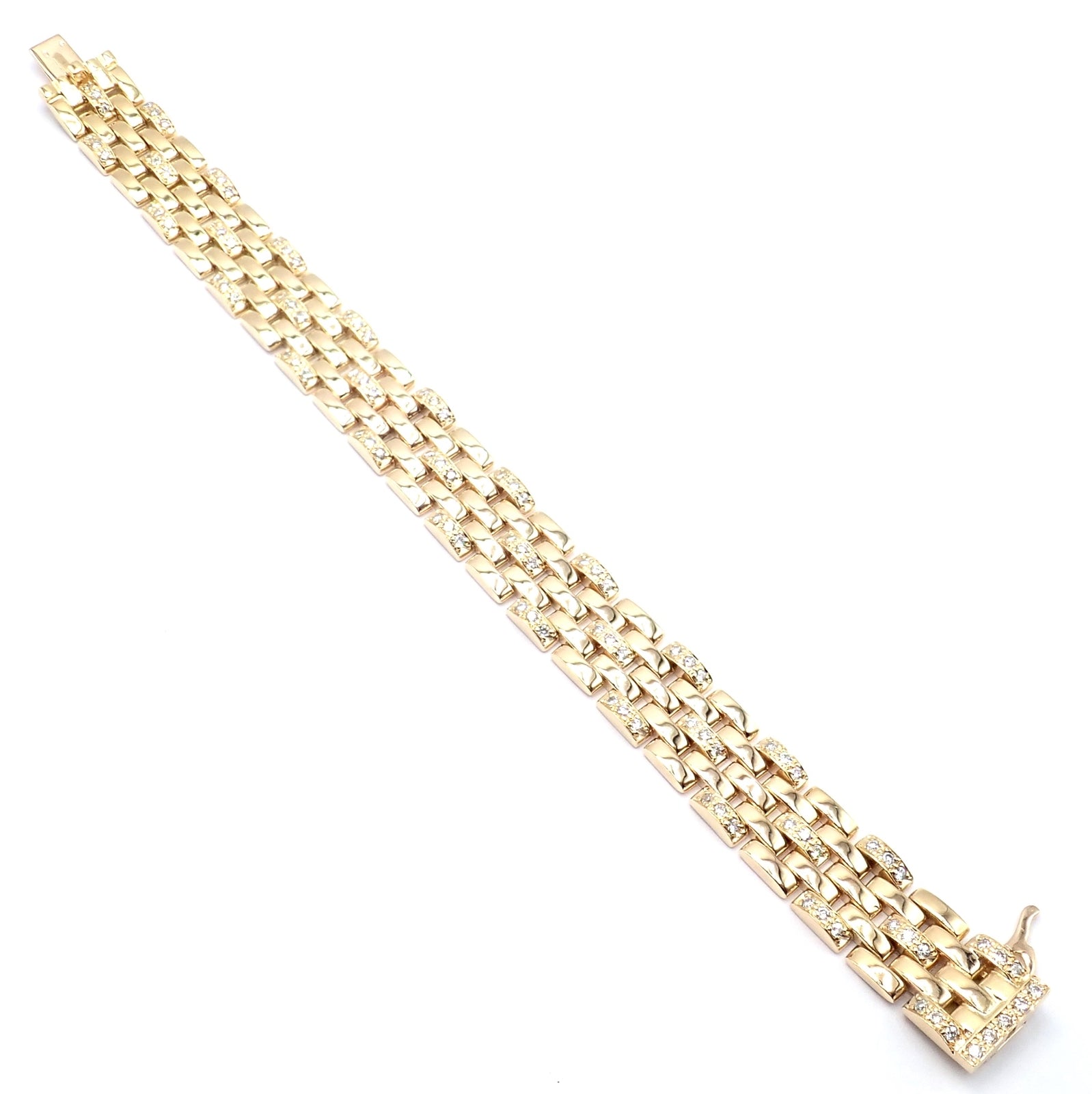 Authentic Cartier Maillon Panthere 18K Gold Diamond Five Row Link Gold Bracelet | Fortrove