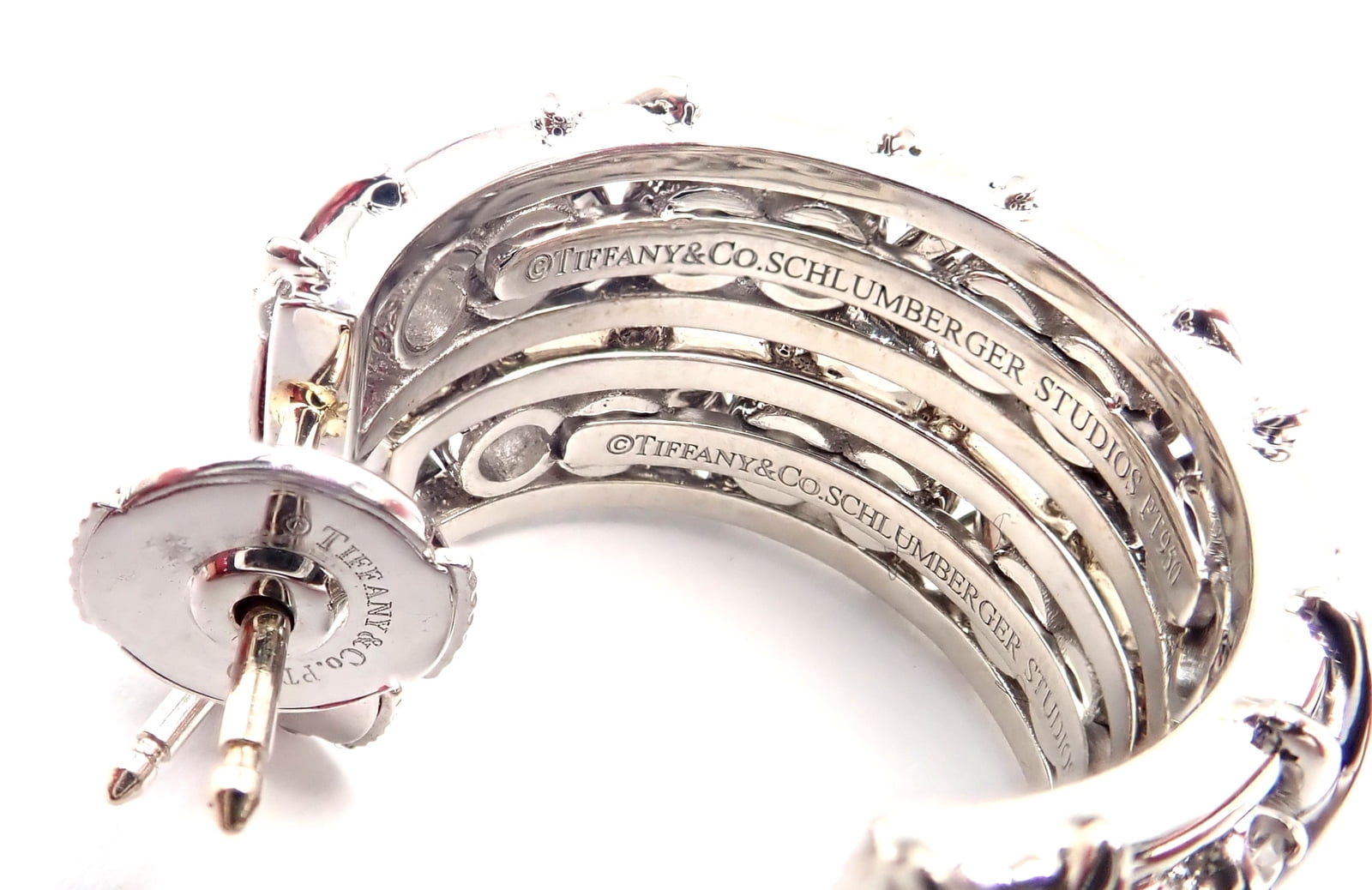 Jean Schlumberger for Tiffany & Co. Jewelry & Watches:Fine Jewelry:Earrings Authentic Tiffany & Co Schlumberger Twenty Stones Platinum Diamond Hoop Earrings