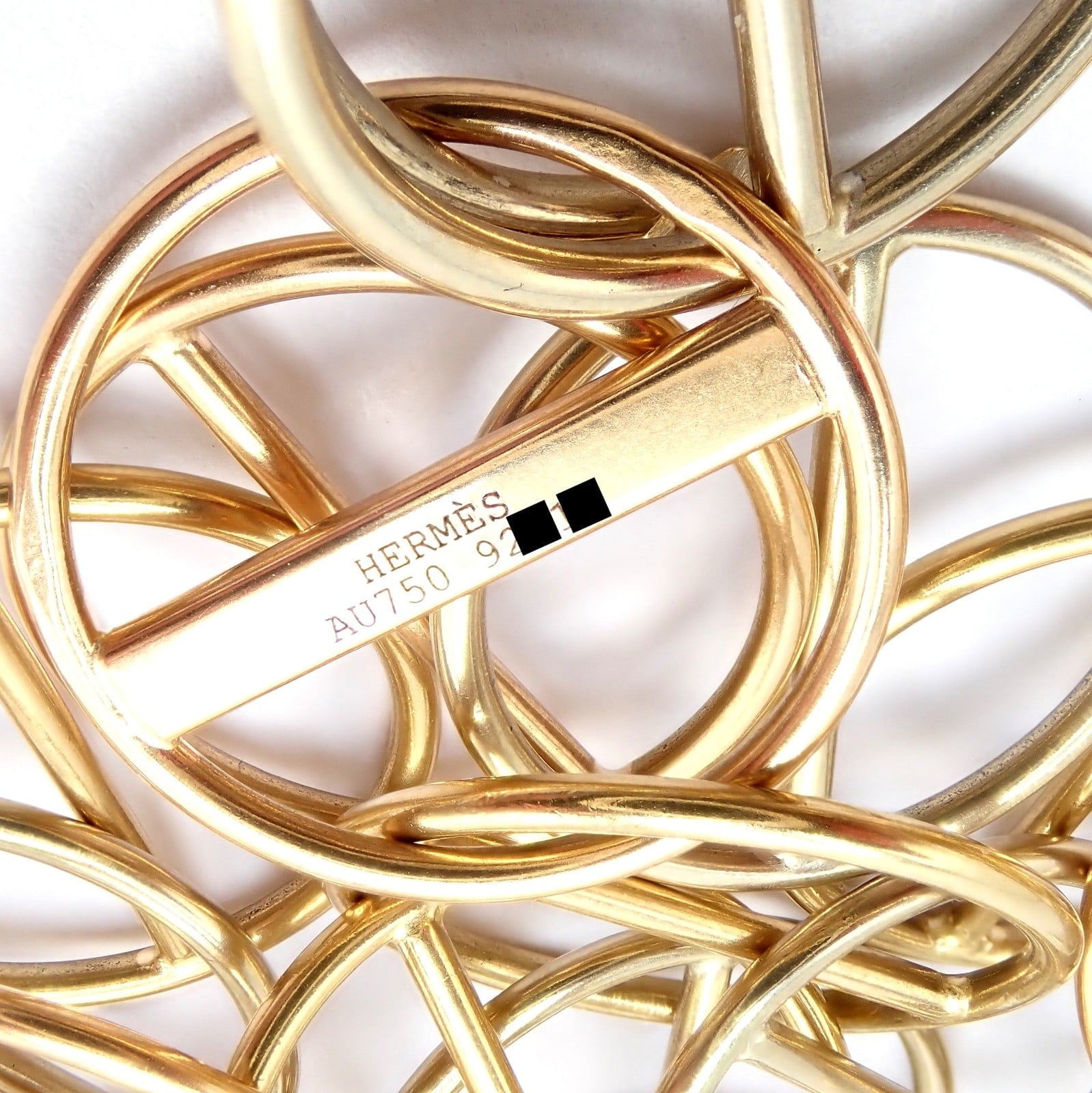 Hermes Jewelry & Watches:Fine Jewelry:Necklaces & Pendants Hermes Caleche 18k Yellow Gold Extra Long or Layered Circle Necklace + Box
