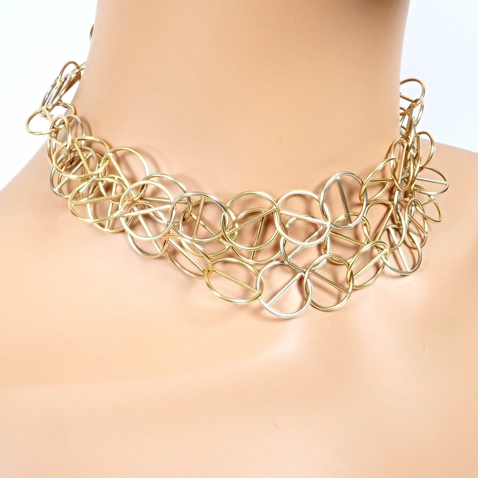 Hermes Jewelry & Watches:Fine Jewelry:Necklaces & Pendants Hermes Caleche 18k Yellow Gold Extra Long or Layered Circle Necklace + Box