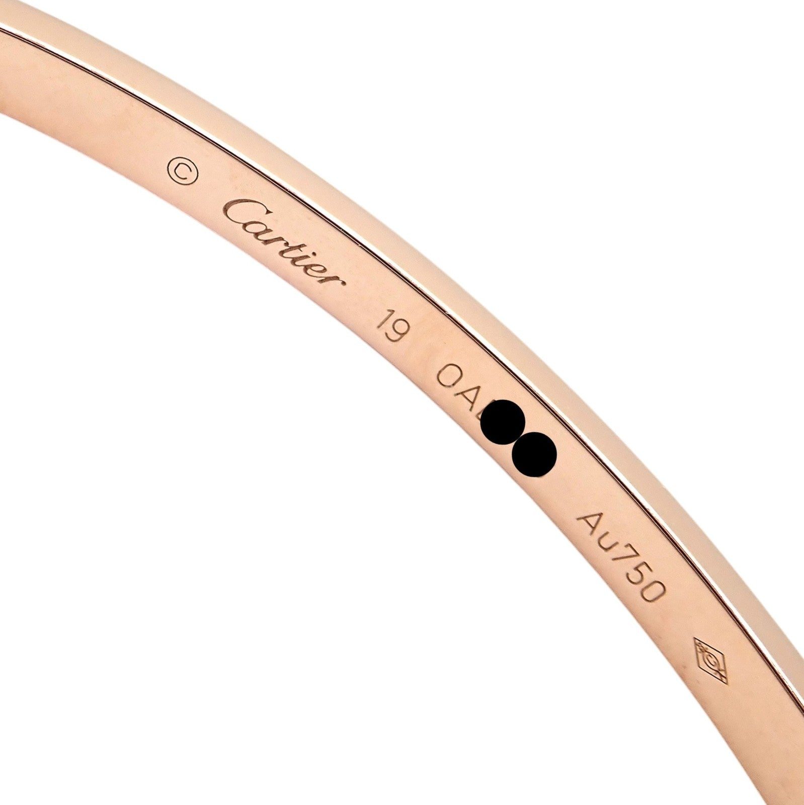 Cartier Love 18k Rose Gold Pave Diamond Thin Bangle Bracelet Sz 19 + Cert | Fortrove