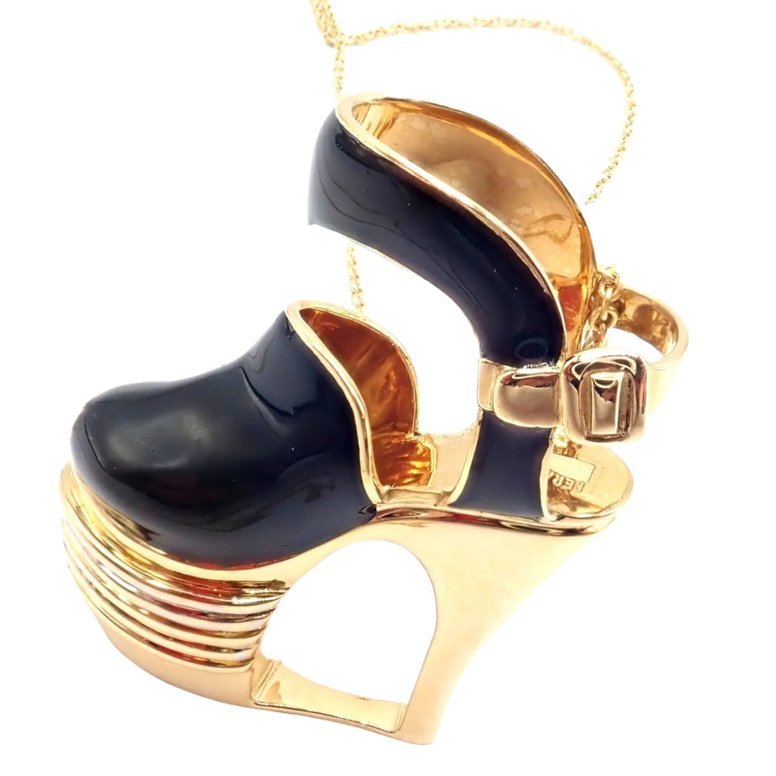 Salvatore Ferragamo Jewelry & Watches:Fine Jewelry:Necklaces & Pendants Authentic! Salvatore Ferragamo 18K Yellow Gold Enamel Shoe Pendant Necklace