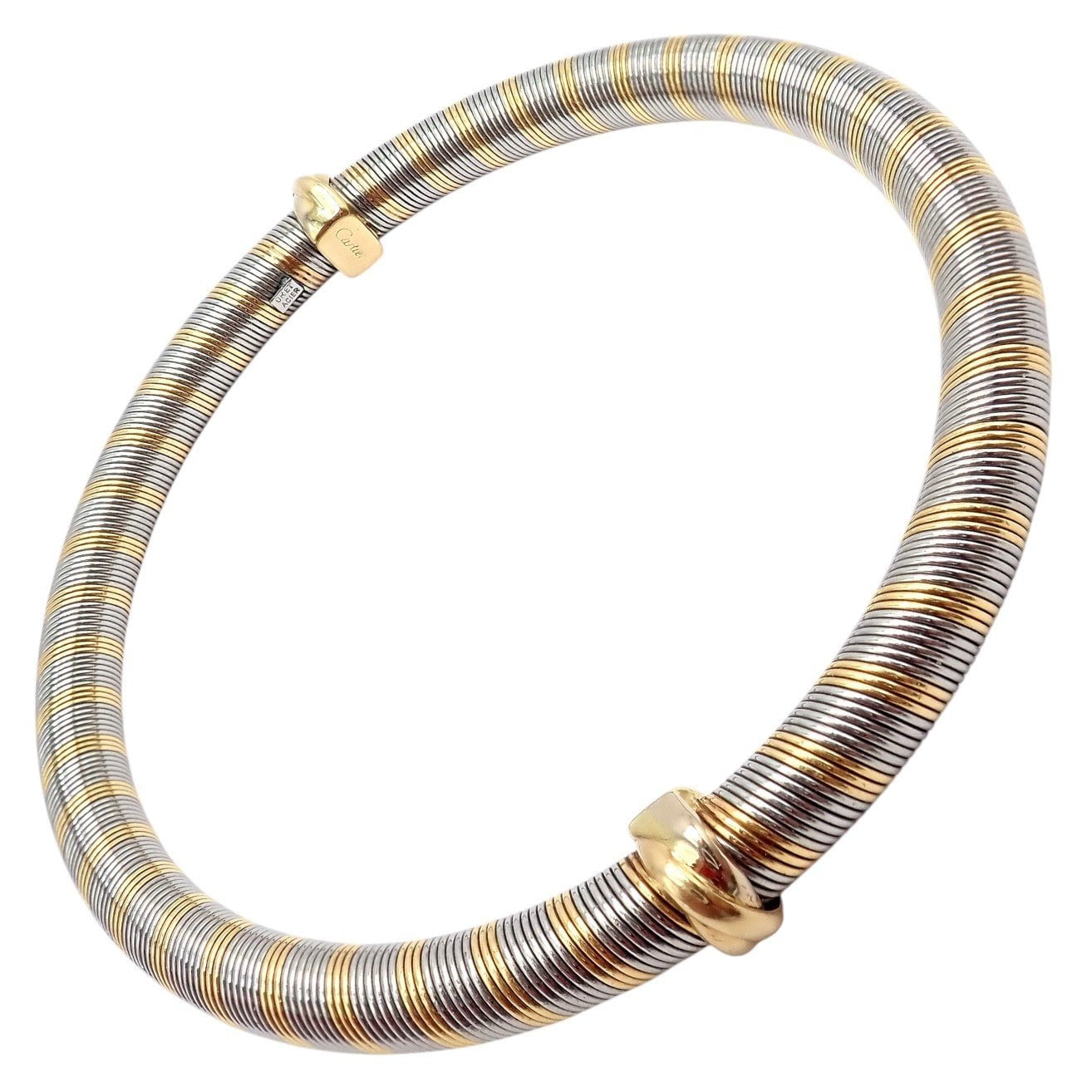 Authentic Vintage Cartier 18k Yellow Gold + Steel Bangle Trinity Bracelet | Fortrove
