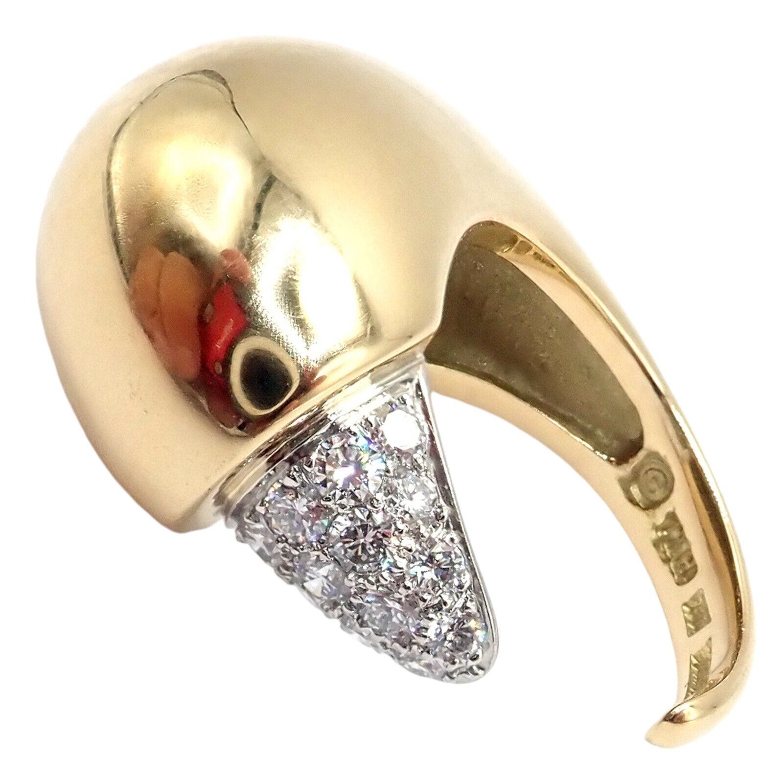 Authentic! Tiffany & Co. Elsa Peretti 18k Yellow Gold Diamond Bird Ring | Fortrove