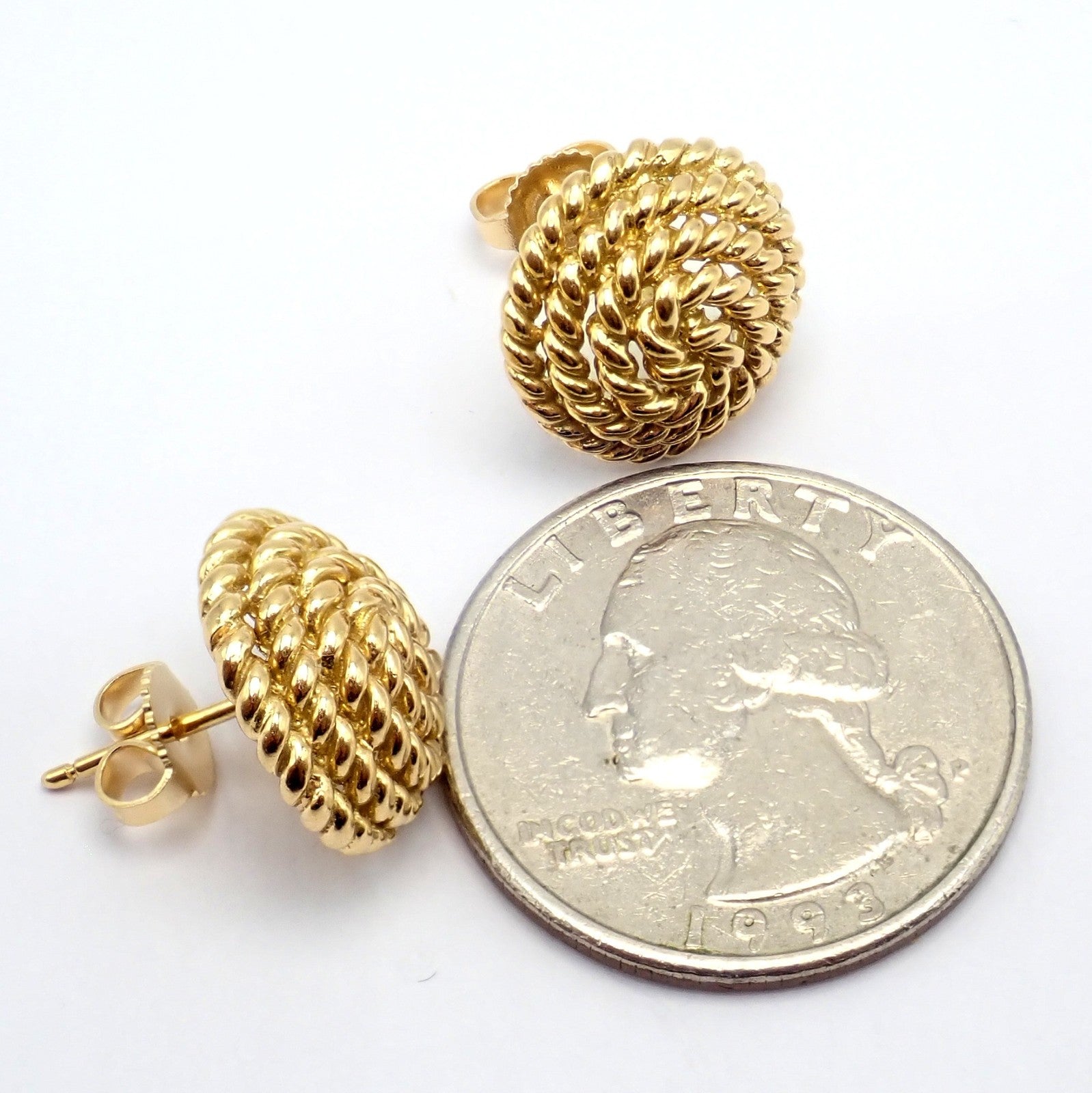 Authentic! Tiffany & Co 18k Yellow Gold Rope Coil Vintage Earrings | Fortrove