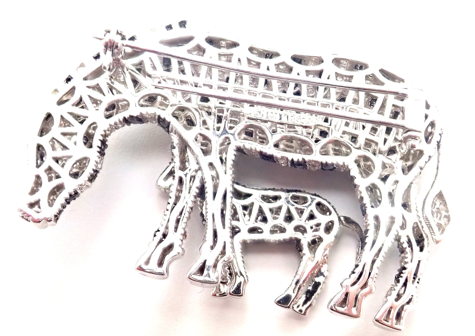 Michele Della Valle Jewelry & Watches:Fine Jewelry:Brooches & Pins Authentic! Michele Della Valle 18k White Gold White & Black Diamond Zebra Brooch