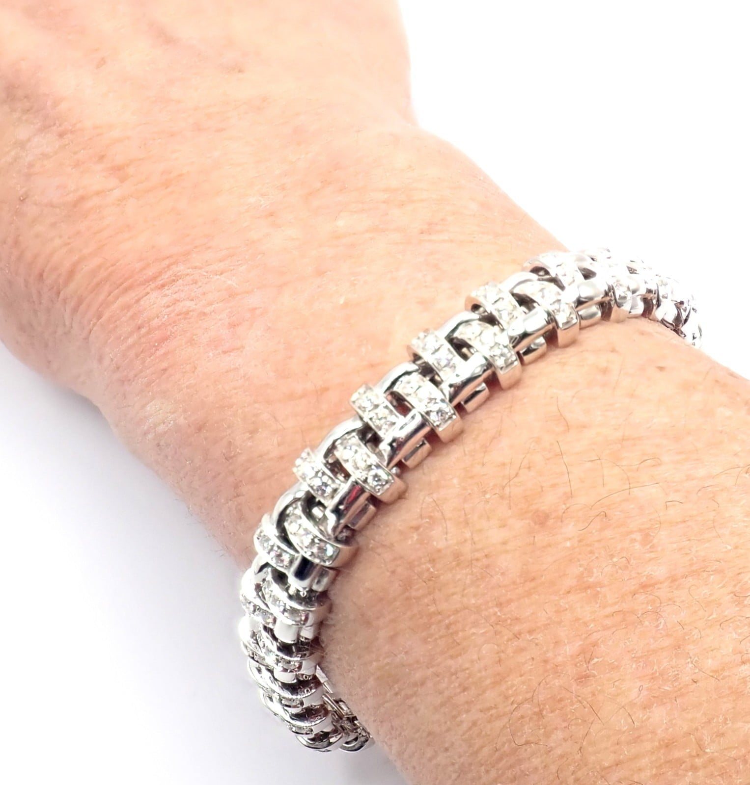 Tiffany & Co. Jewelry & Watches:Fine Jewelry:Bracelets & Charms Authentic! Tiffany & Co Vannerie 18k White Gold Basket Weave Diamond Bracelet