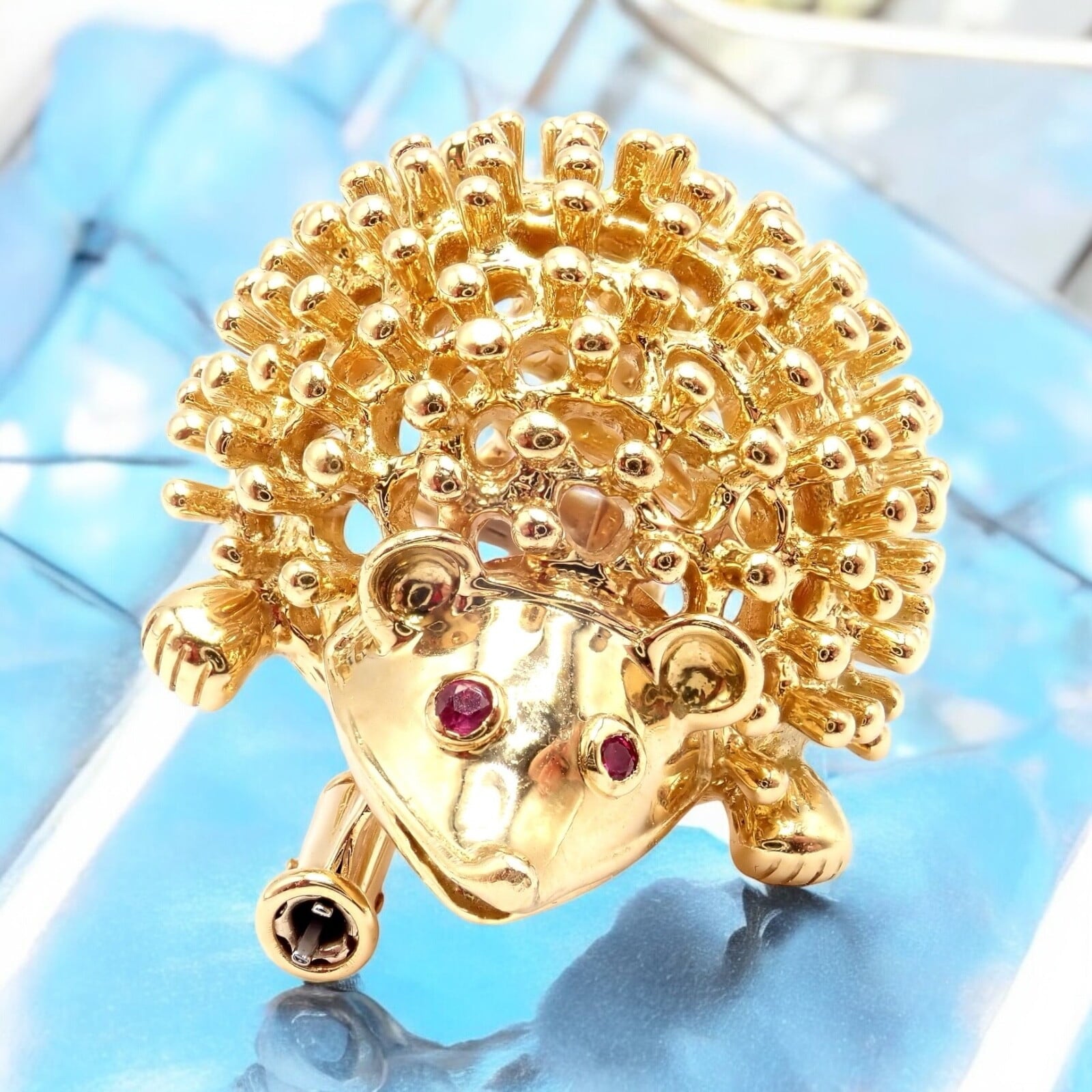Vintage! Tiffany & Co Schlumberger 18k Yellow Gold Hedgehog Ruby Brooch Pin | Fortrove
