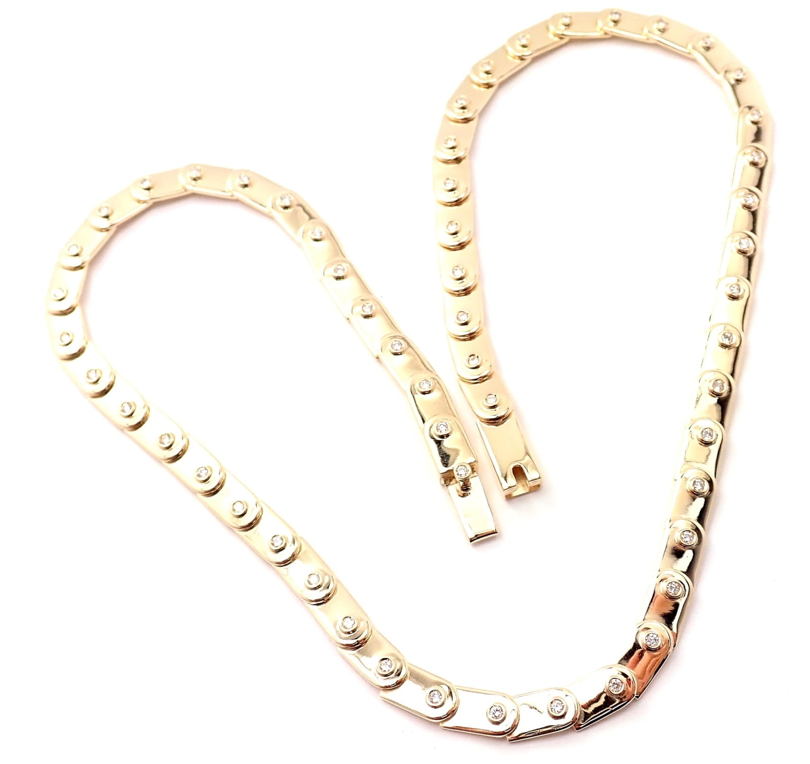 Gucci Jewelry & Watches:Fine Jewelry:Necklaces & Pendants Rare! Authentic Gucci 18k Yellow Gold Diamond Tennis Necklace