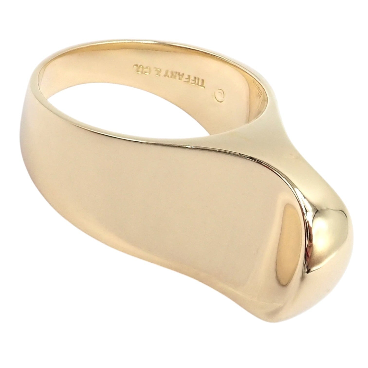 Authentic! Vintage Tiffany & Co. 18k Yellow Gold Large Top Curve Ring Sz 7 | Fortrove