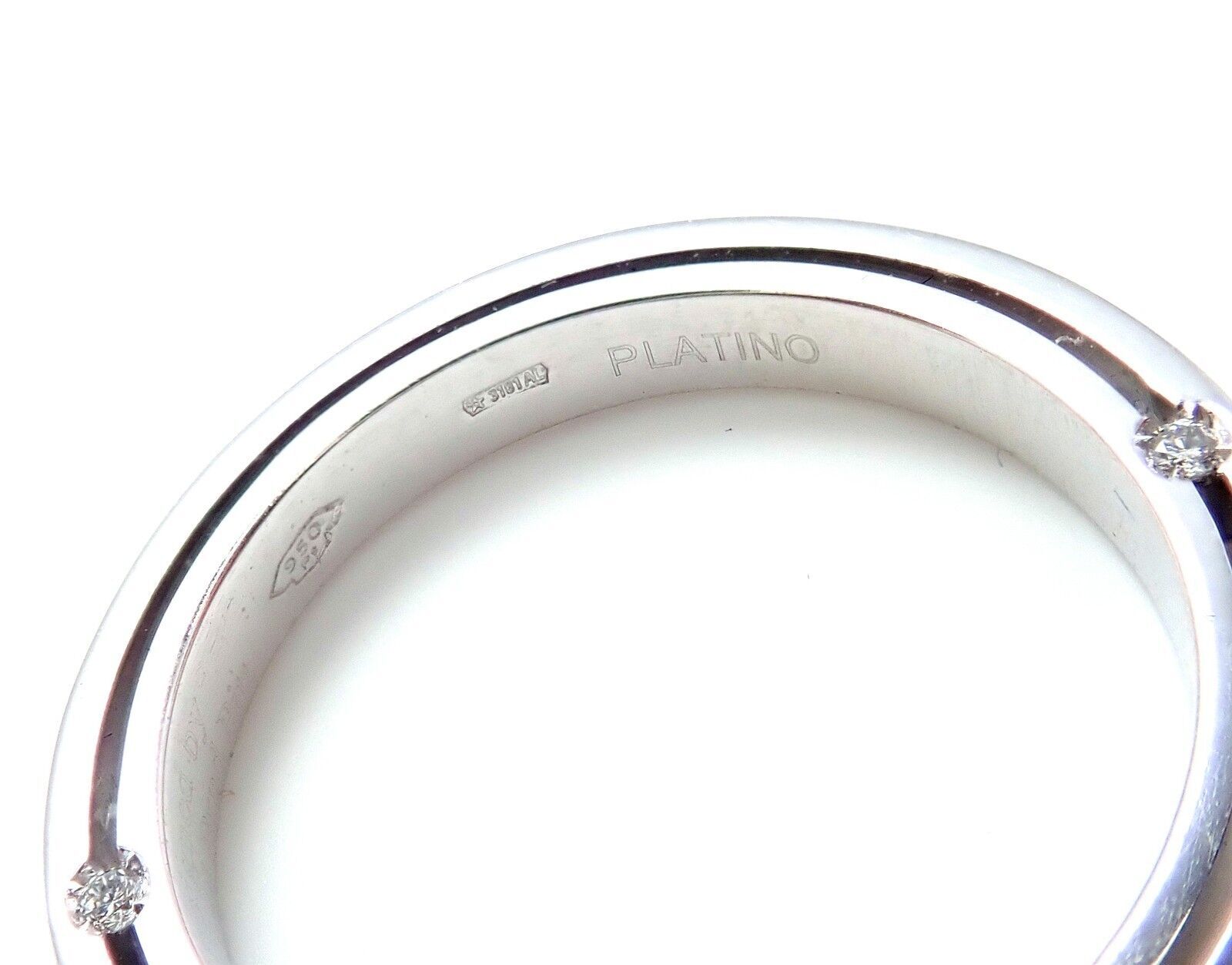 Damiani Jewelry & Watches:Fine Jewelry:Rings Rare! Authentic Damiani Brad Pitt Platinum 4 Diamond 3mm Band Ring Sz 7