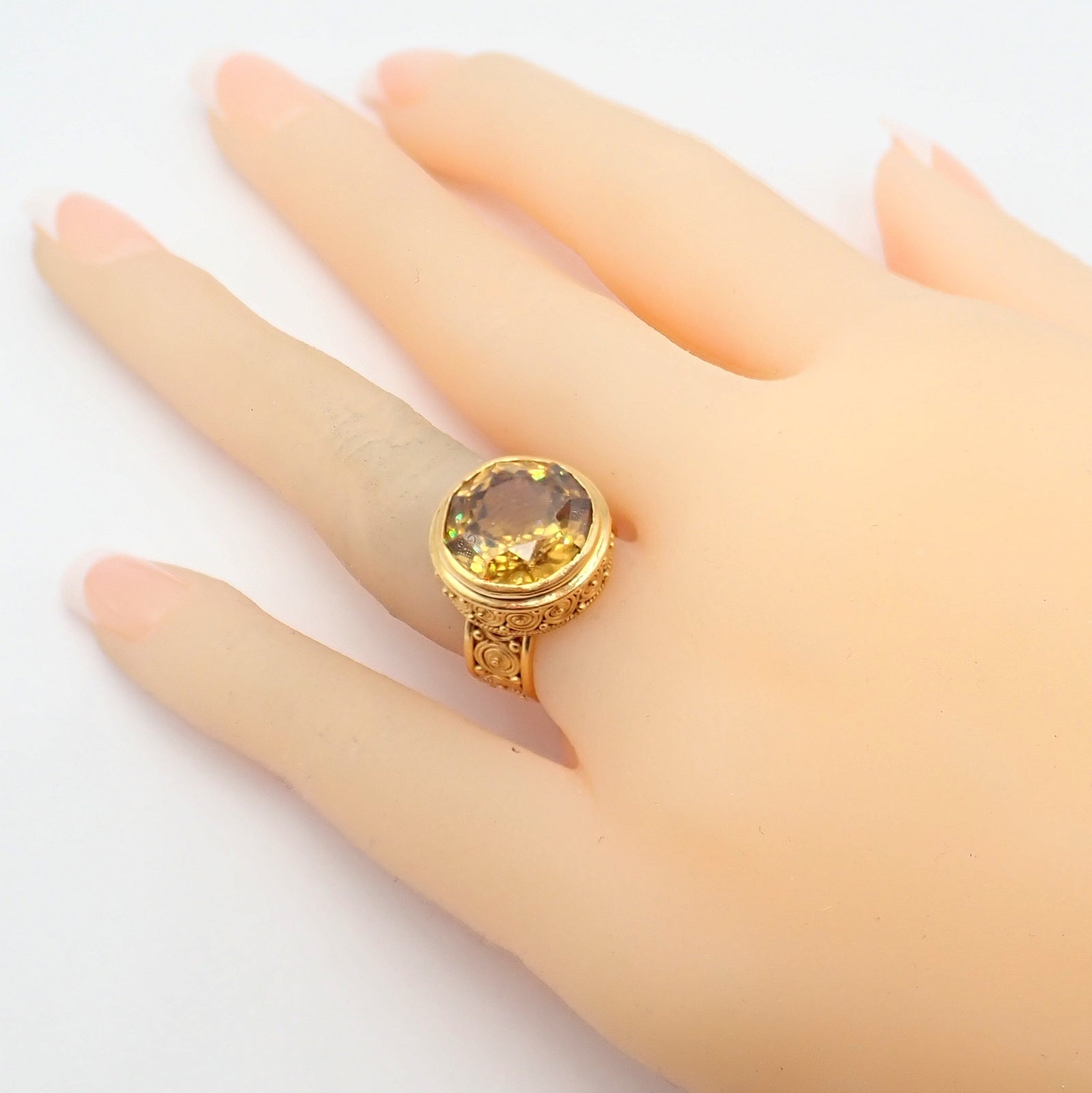 Carolyn Tyler Jewelry & Watches:Fine Jewelry:Rings Carolyn Tyler 22k Yellow Gold Seven Seas Large Golden Yellow Zircon Ring