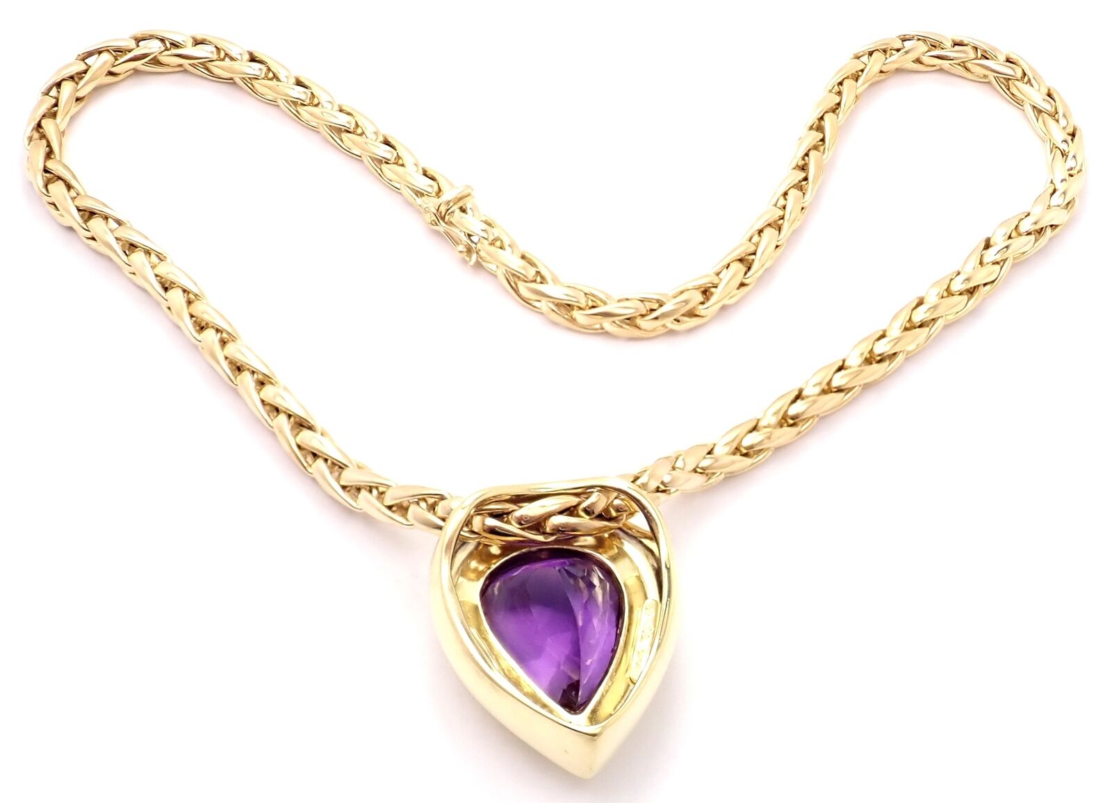 Authentic! Tiffany & Co Paloma Picasso 18k Gold Large Amethyst Pendant Necklace | Fortrove