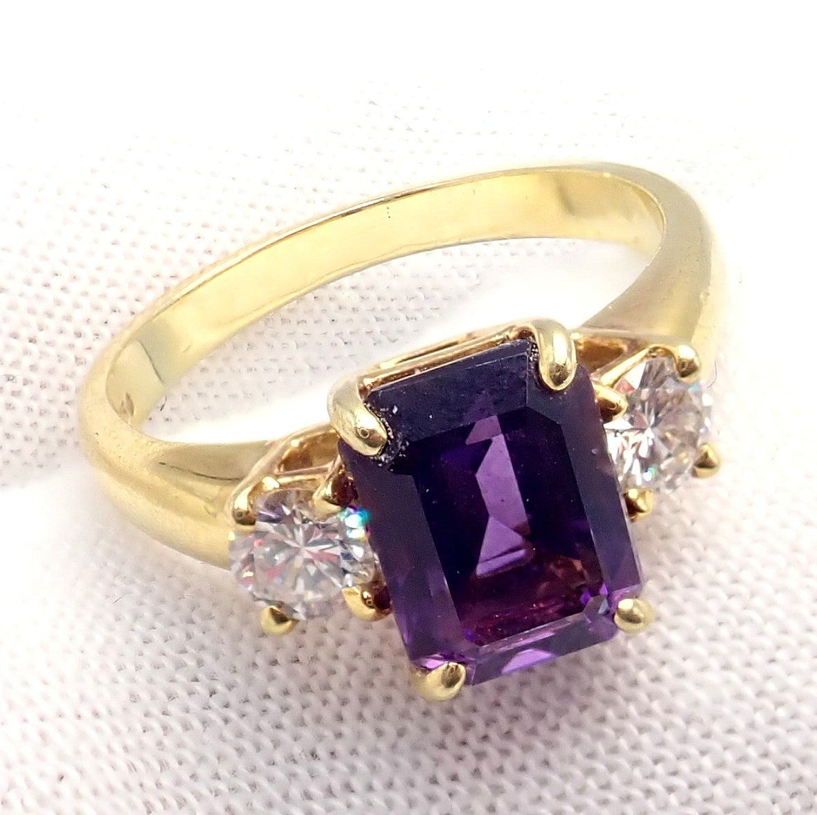 Vintage! Authentic Tiffany & Co 18k Yellow Gold Diamond Amethyst Cocktail Ring | Fortrove