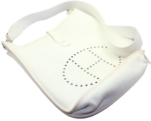 Hermes Clothing, Shoes & Accessories:Women:Women's Bags & Handbags Authentic! Hermes Evelyne Parchment White Clemence Leather PM Handbag Purse
