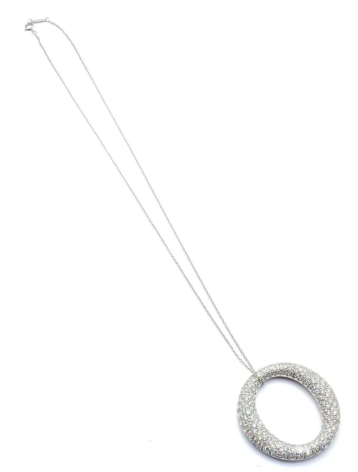 Tiffany & Co. Jewelry & Watches:Fine Jewelry:Necklaces & Pendants Tiffany & Co Peretti Platinum Diamond Large 35mm Sevillana Pendant Necklace