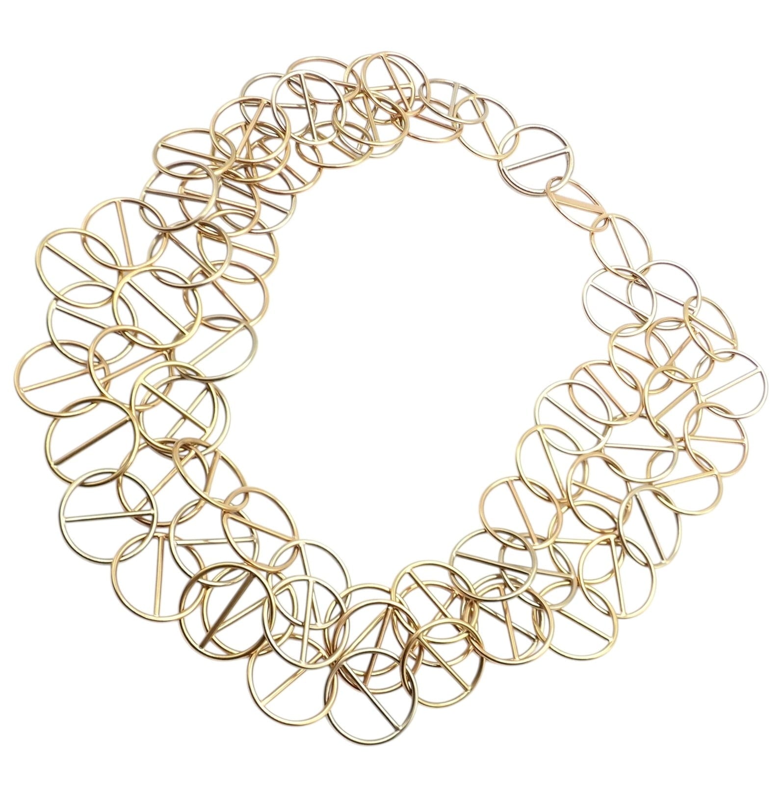 Hermes Jewelry & Watches:Fine Jewelry:Necklaces & Pendants Hermes Caleche 18k Yellow Gold Extra Long or Layered Circle Necklace + Box