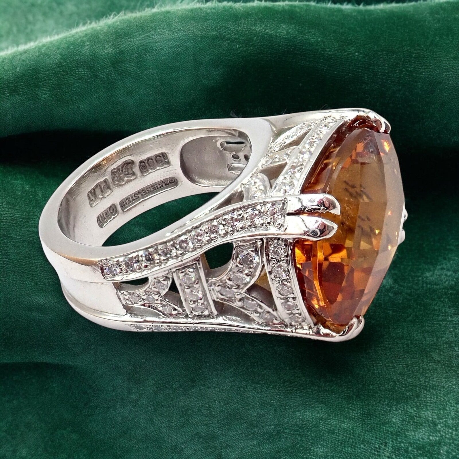 Kieselstein Cord Platinum 2.5ct Diamond Golden Citrine Cockatil Ring 1999 sz 6.5 | Fortrove