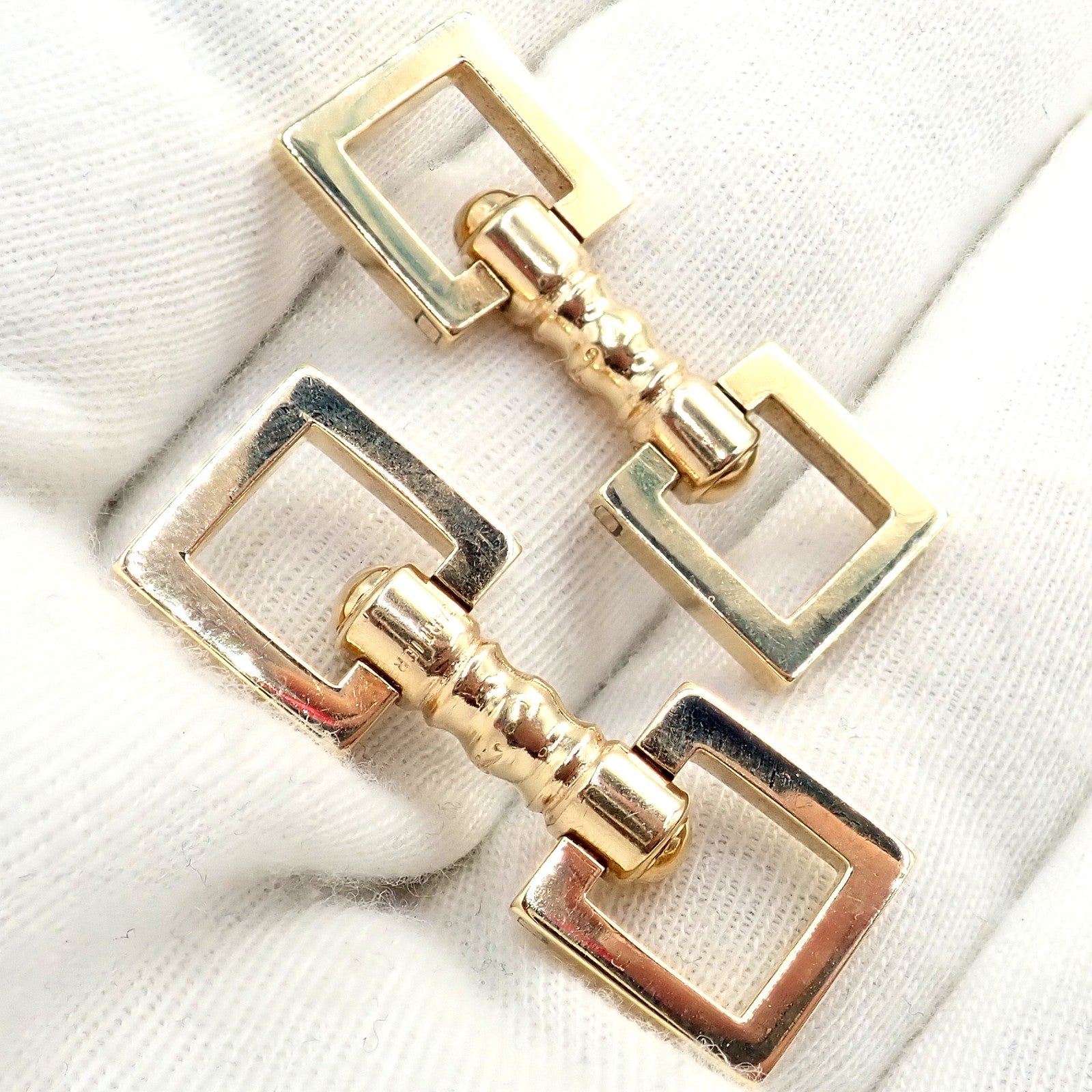 Rare! Vintage Cartier 14k Yellow Gold Square Spring Clasp Cufflinks 1960's | Fortrove