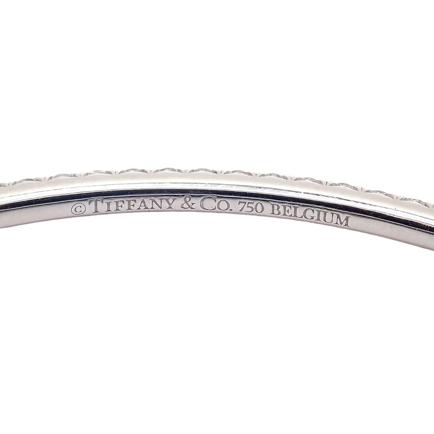 Authentic! Tiffany & Co Metro 18k White Gold Full Diamond Bangle Bracelet | Fortrove
