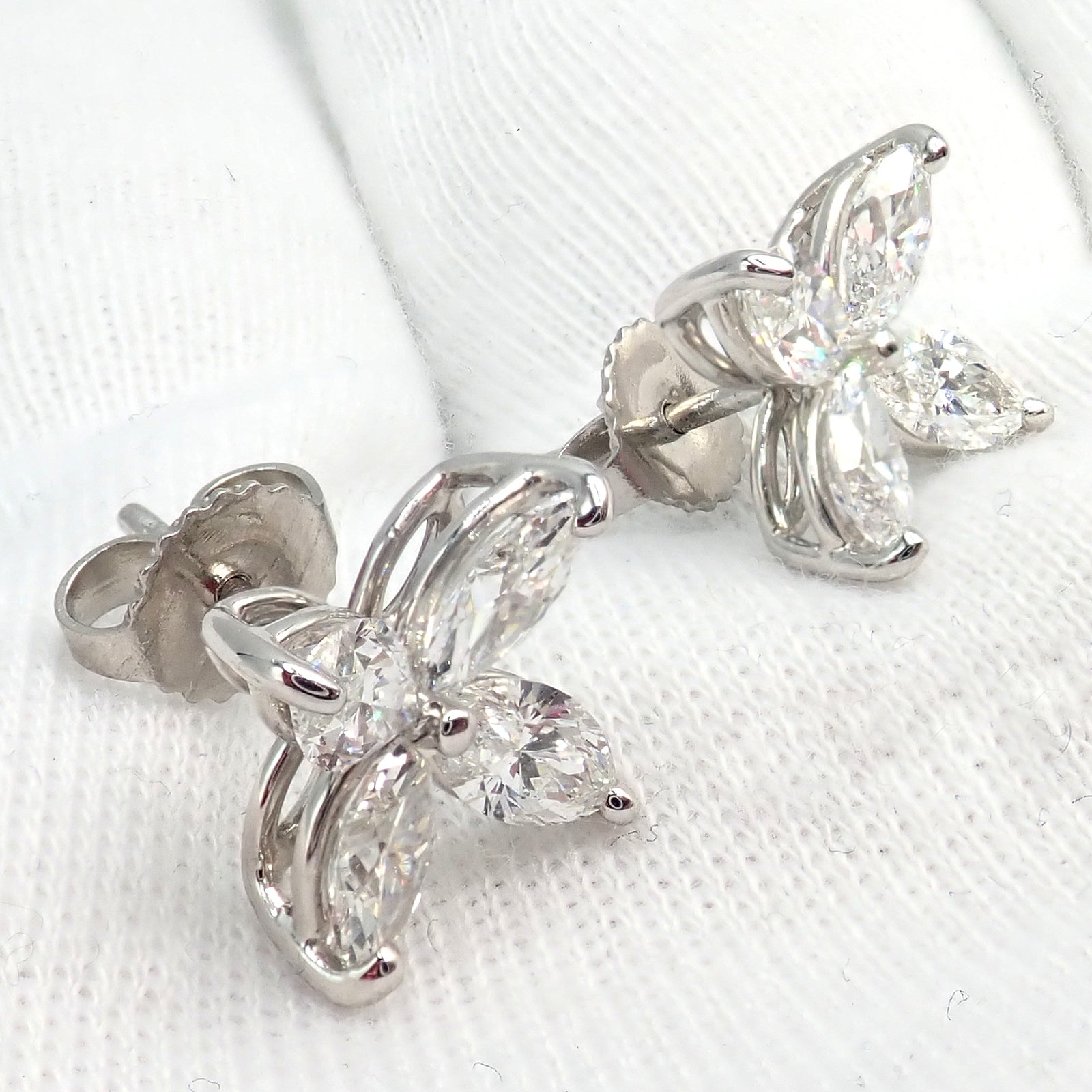 Authentic! Tiffany & Co Platinum Victoria Marquise Cut Diamond Large Earrings | Fortrove