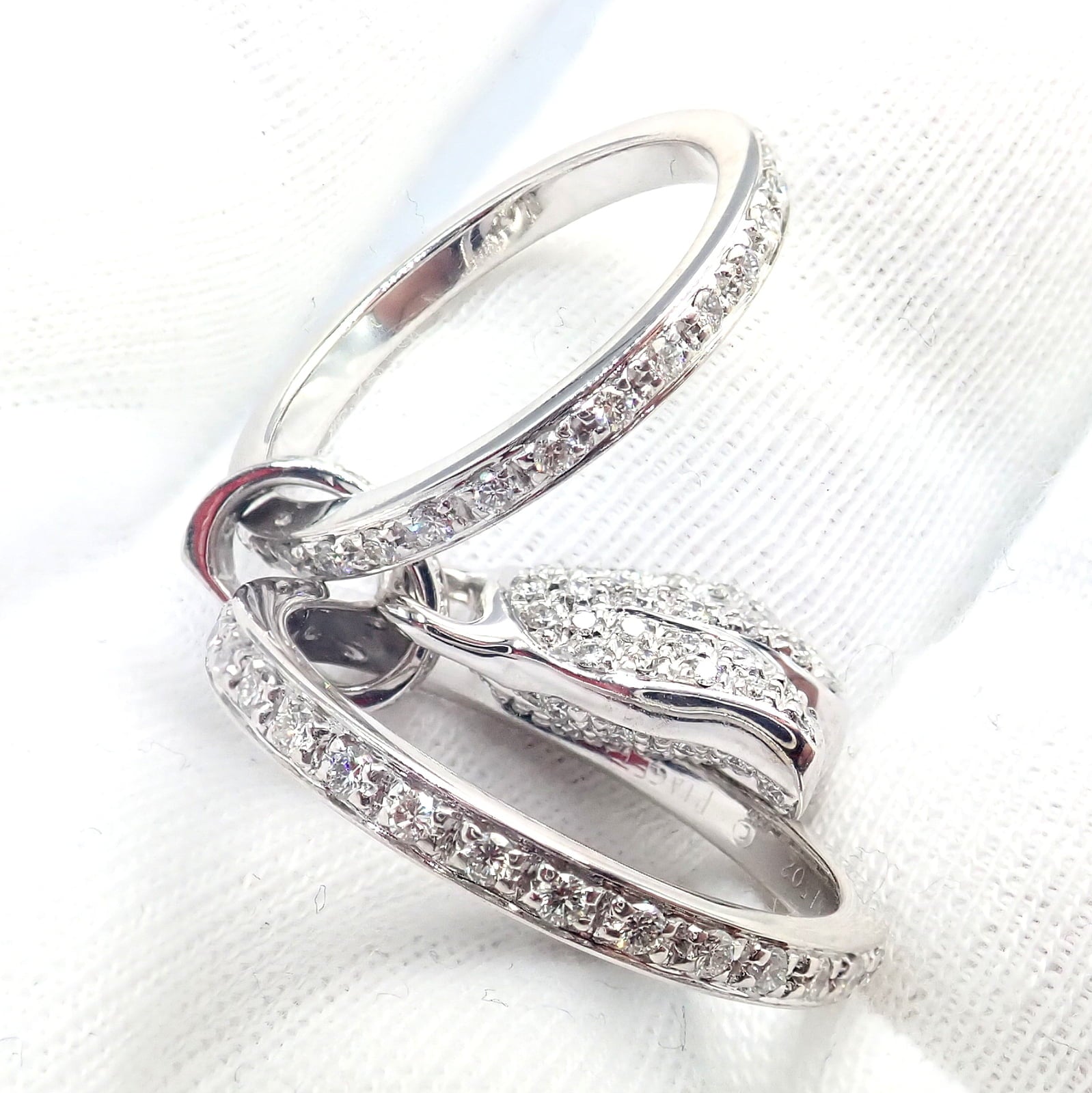 Piaget Jewelry & Watches:Fine Jewelry:Rings Authentic! Piaget 18k White Gold Diamond Double Band Flower Ring