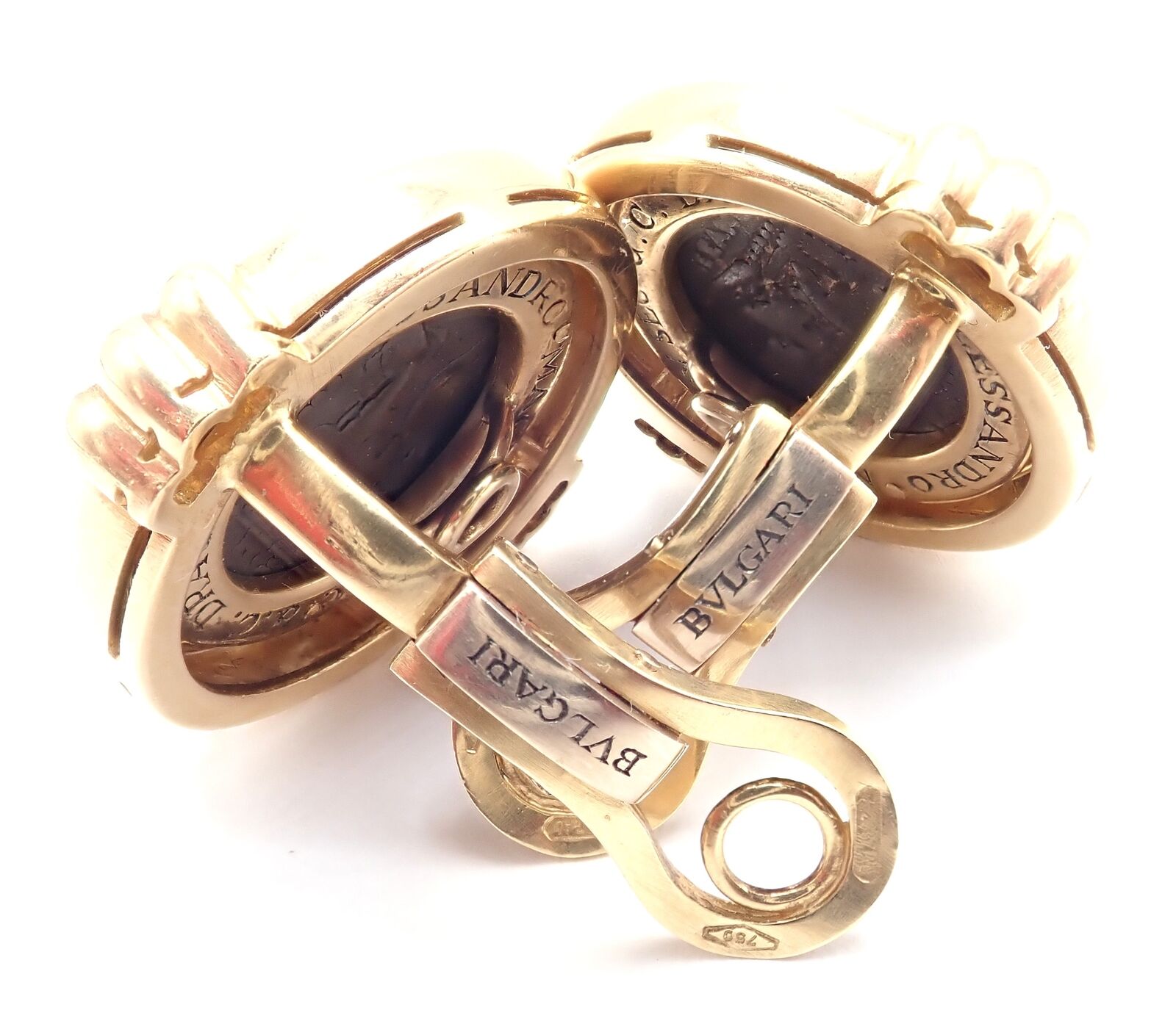 Vintage Bulgari Bvlgari 18k Yellow Gold Alexander The Great Coin Moneta Earrings | Fortrove