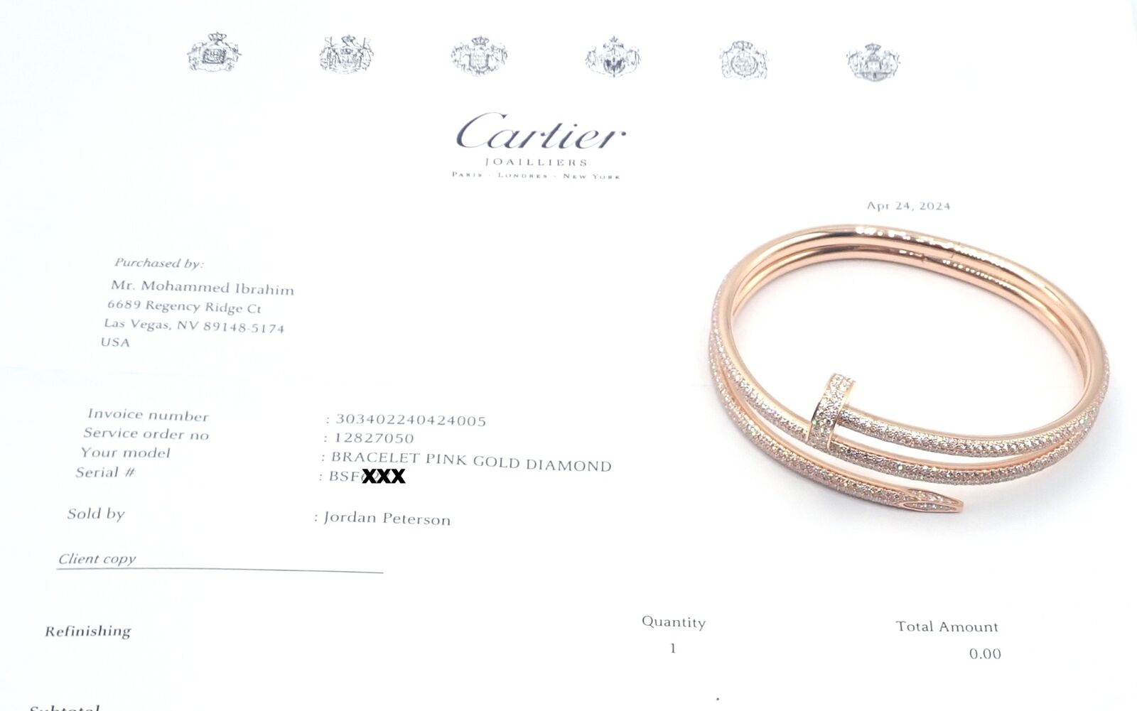 Cartier Juste un Clou Nail 18k Rose Gold Diamond Bangle Bracelet Size 16 Paper | Fortrove