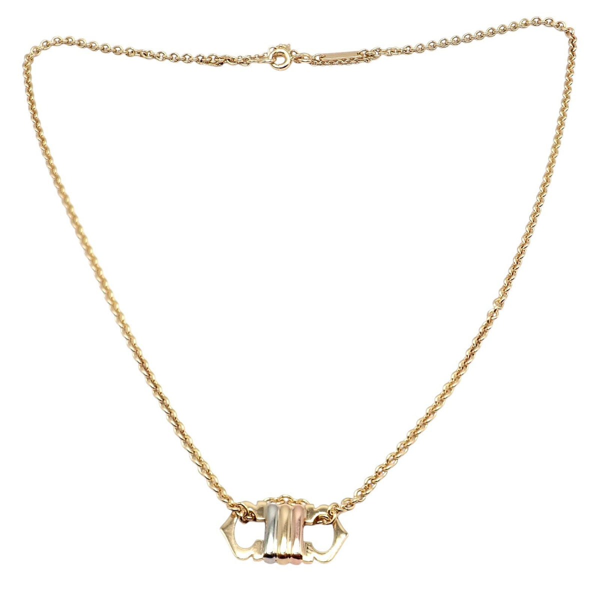 Cartier Jewelry & Watches:Fine Jewelry:Necklaces & Pendants Authentic! Cartier 18k TriColor Gold Double C Charm Pendant Necklace