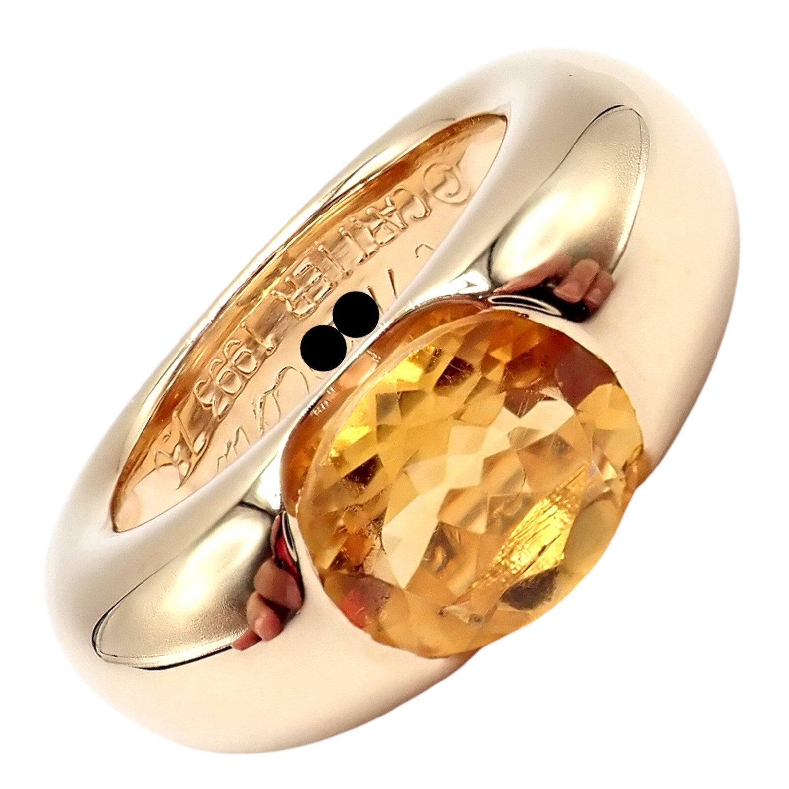 Authentic! Cartier 18k Yellow Gold Citrine Wide Large Ellipse Band Ring Size 5.5 | Fortrove