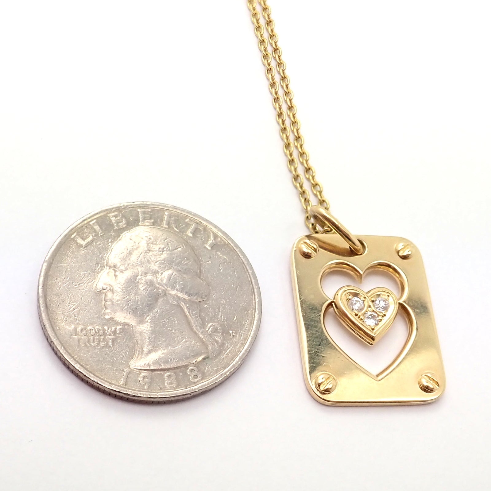Christian Dior Jewelry & Watches:Fine Jewelry:Necklaces & Pendants Rare! Christian Dior 18k Yellow Gold Diamond Ace Of Hearts Card Pendant Necklace