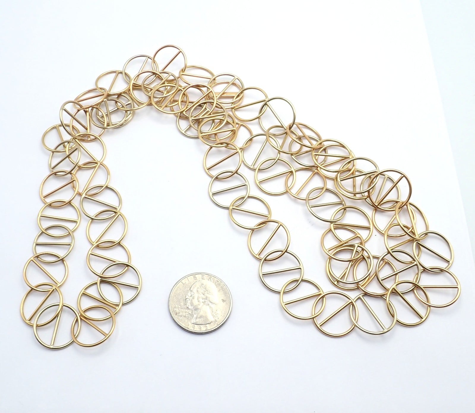 Hermes Jewelry & Watches:Fine Jewelry:Necklaces & Pendants Hermes Caleche 18k Yellow Gold Extra Long or Layered Circle Necklace + Box