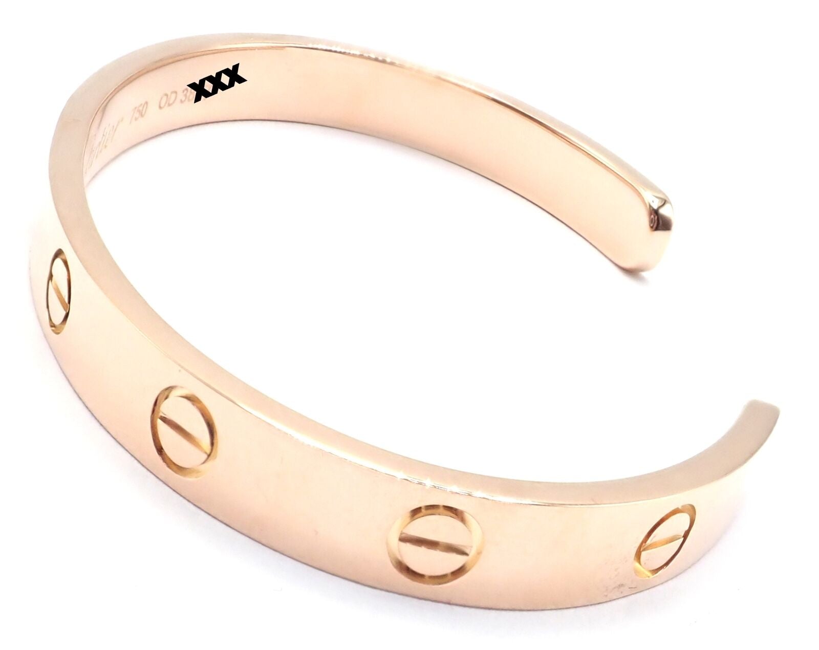 Authentic! Cartier 18k Rose Gold Pink Sapphire Love Cuff Open Bracelet Size 16 | Fortrove