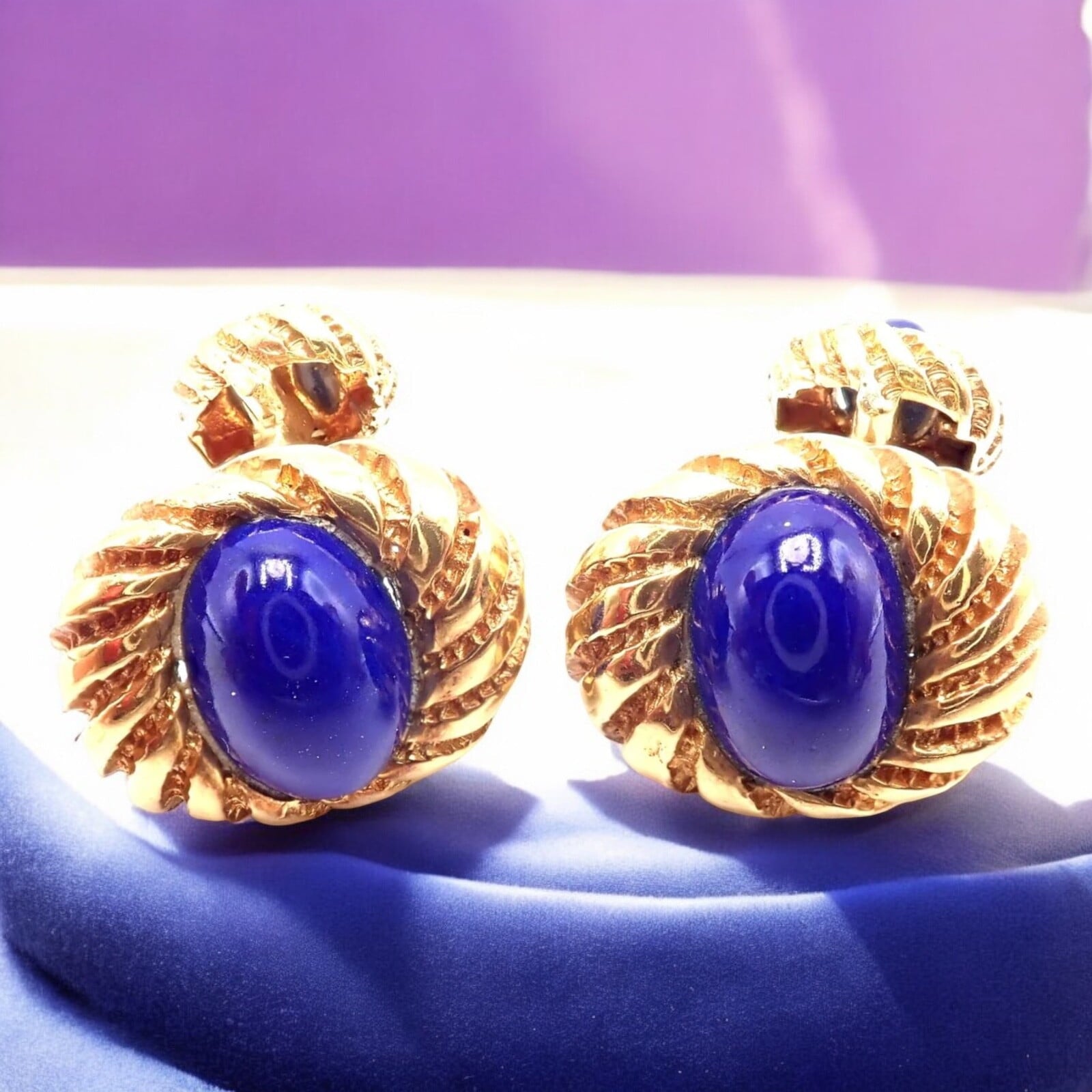 Tiffany & Co. Jewelry & Watches:Men's Jewelry:Cufflinks Authentic! Tiffany & Co Jean Schlumberger 18k Yellow Gold Lapis Lazuli Cufflinks