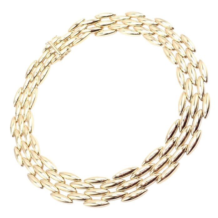 Cartier Jewelry & Watches:Fine Jewelry:Necklaces & Pendants Authentic Cartier Five-Row 18k Yellow Gold Gentiane Rice Wide Link Necklace Cert