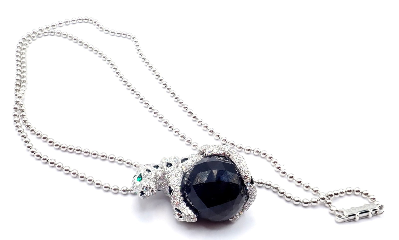 Panthere de Cartier Panther 18k Gold Diamond Emerald Onyx Pendant Necklace Paper | Fortrove