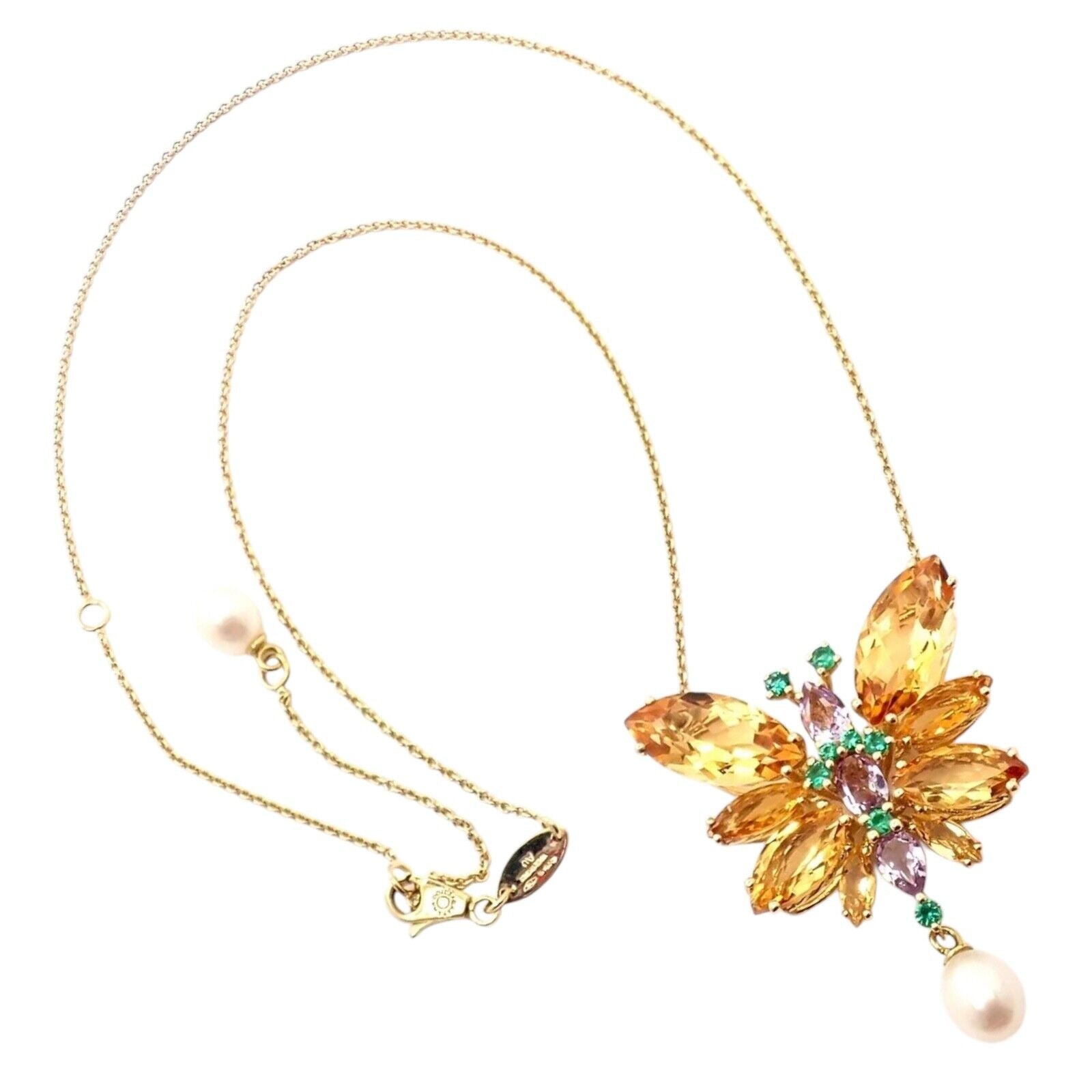 Authentic! Dolce & Gabbana Spring 18k Yellow Gold Citrine Butterfly Necklace | Fortrove