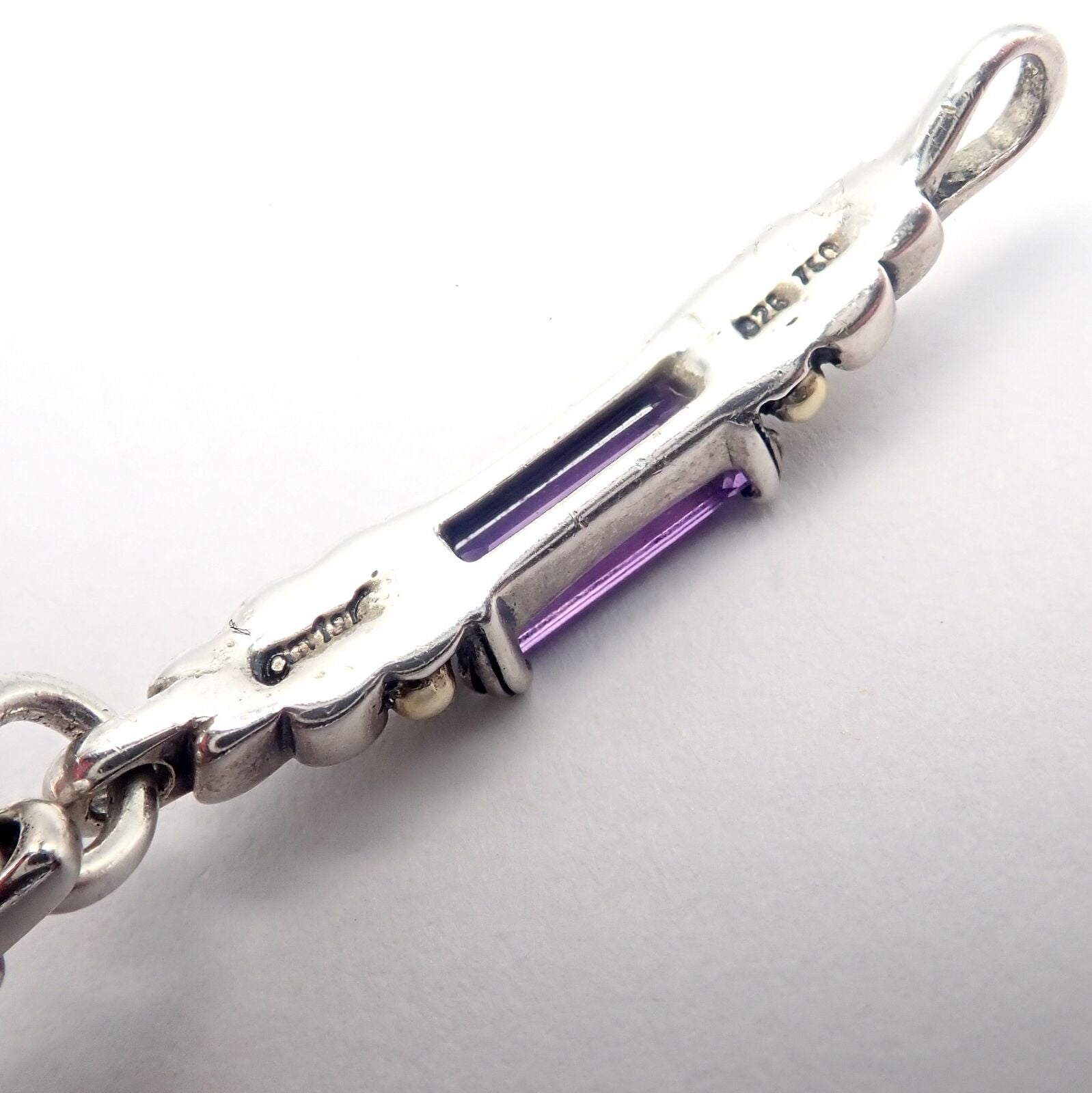 Authentic! Lagos Caviar Silver + 18k Yellow Gold Amethyst Bracelet | Fortrove