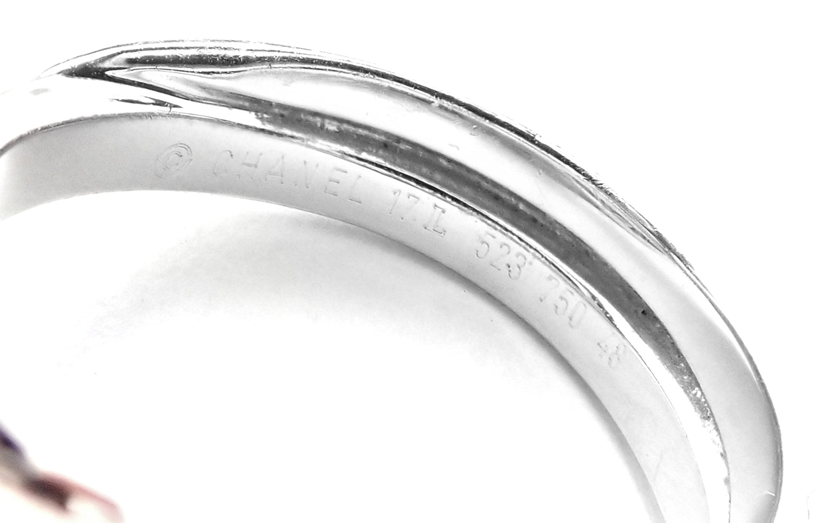 Authentic! Chanel Camellia Flower 18k White Gold Aquamarine Sapphire Ring | Fortrove