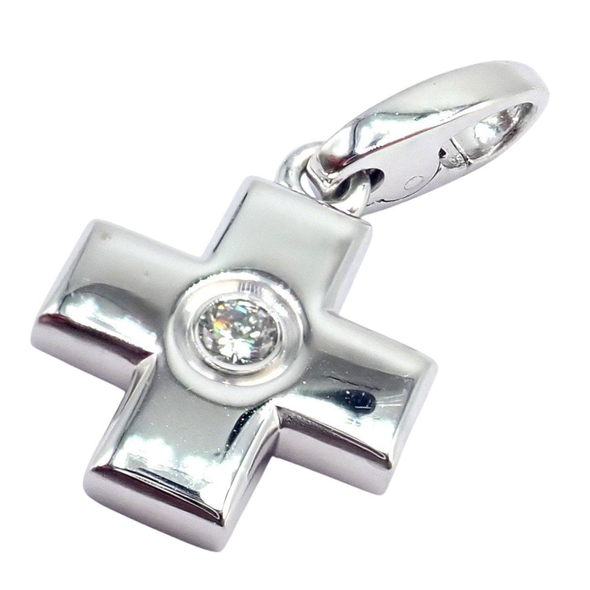Cartier Jewelry & Watches:Fine Jewelry:Necklaces & Pendants Authentic! Cartier 18k White Gold Diamond Small Cross Charm Pendant
