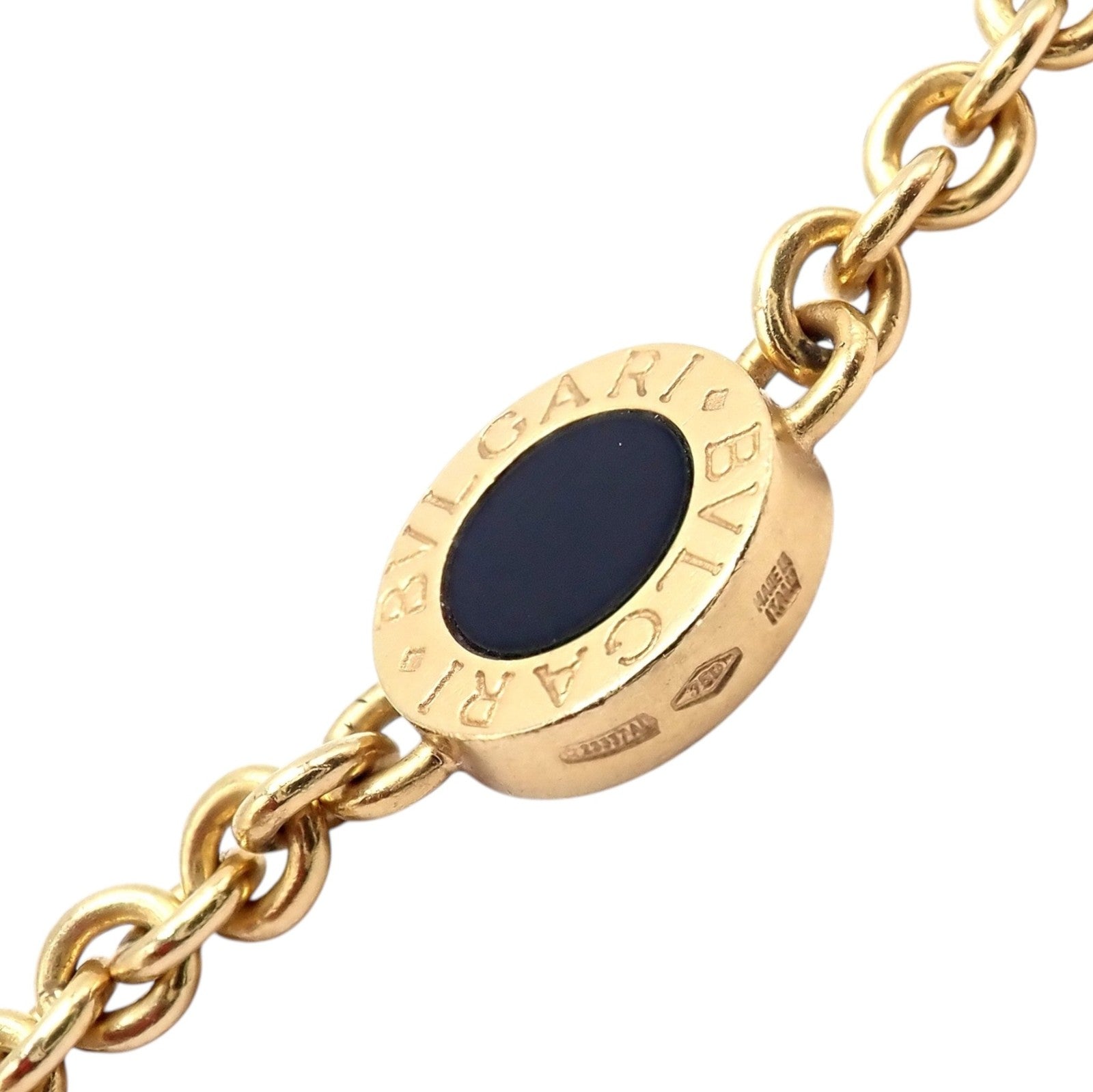 Authentic! Bvlgari Bulgari 18k Rose Gold Onyx 29.5" Long Signature Necklace | Fortrove